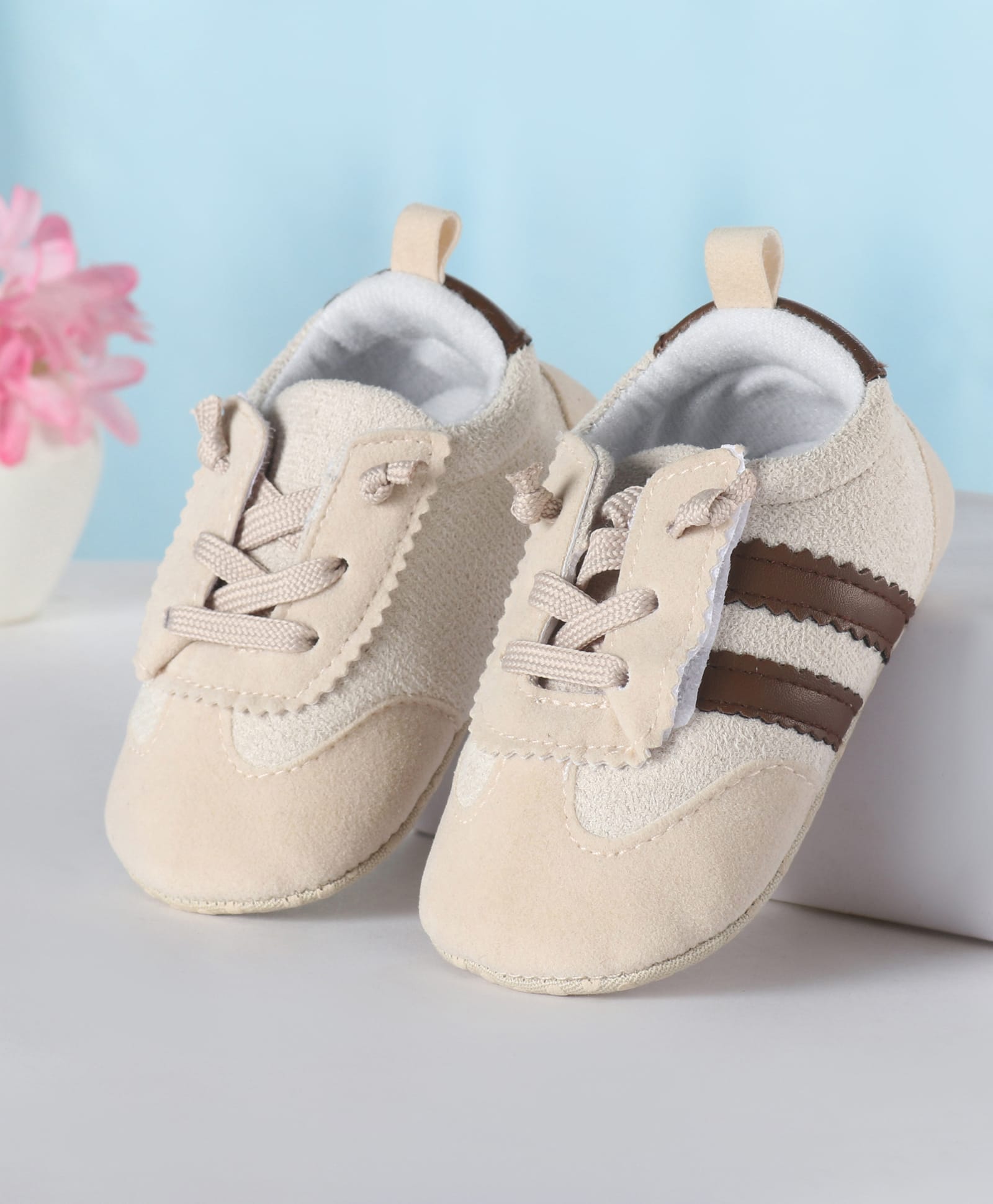 Cute Walk by Babyhug Lace Up Booties with Stripes - Brown-picture-27