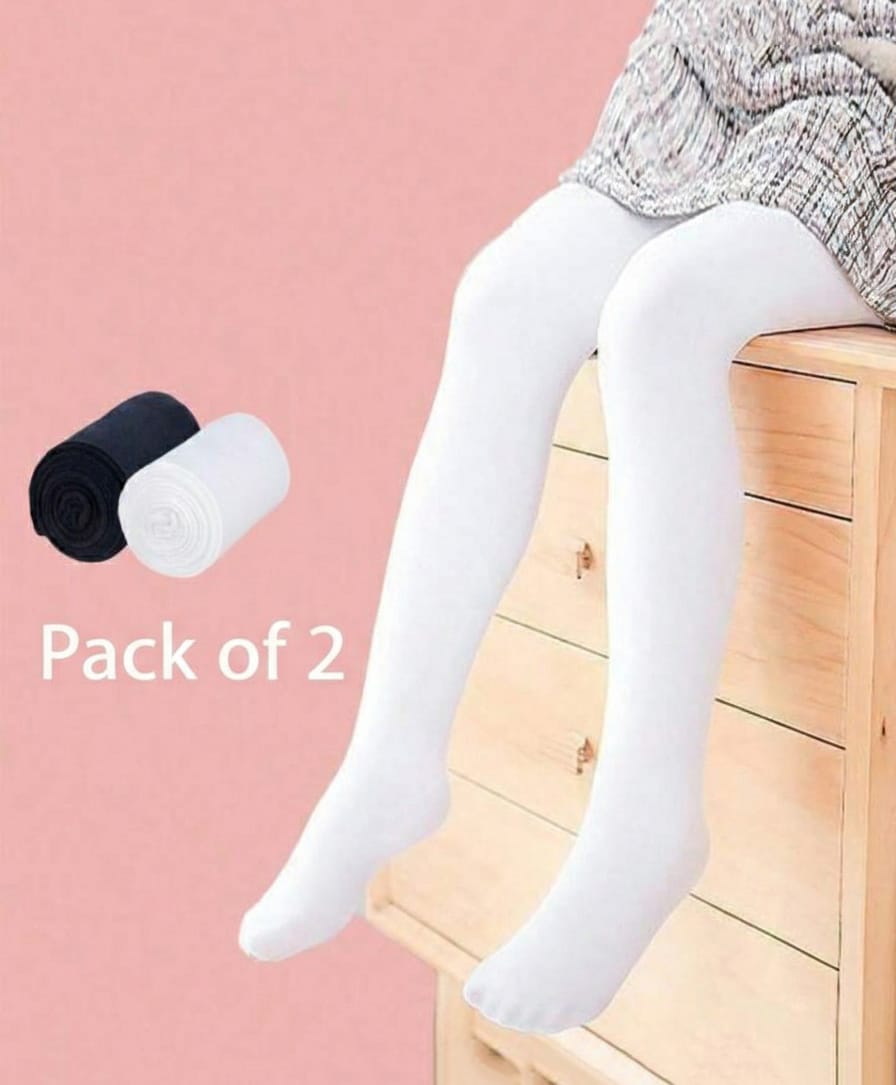 Ziory Pack Of 2 Solid Stockings - Black & White