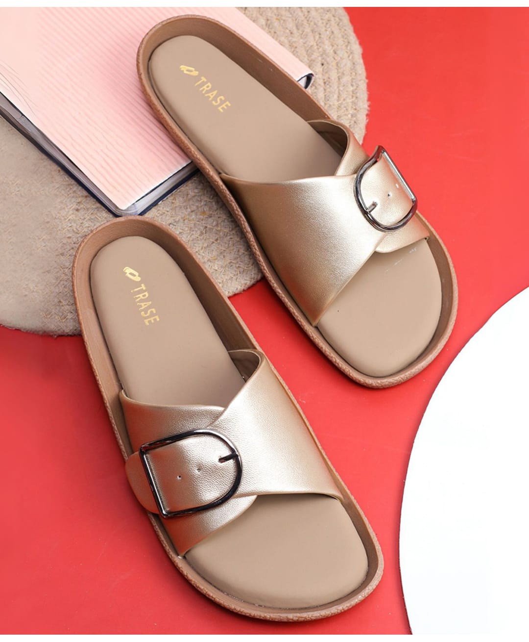 TRASE Buckle Detailed Slip On Sandals - Golden-image-46