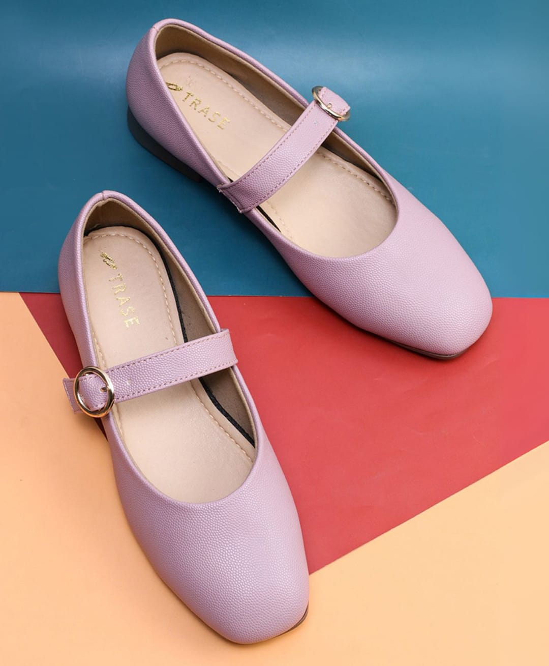 TRASE Solid Buckle Closure Mary Jane Ballerinas - Lavender-image-39