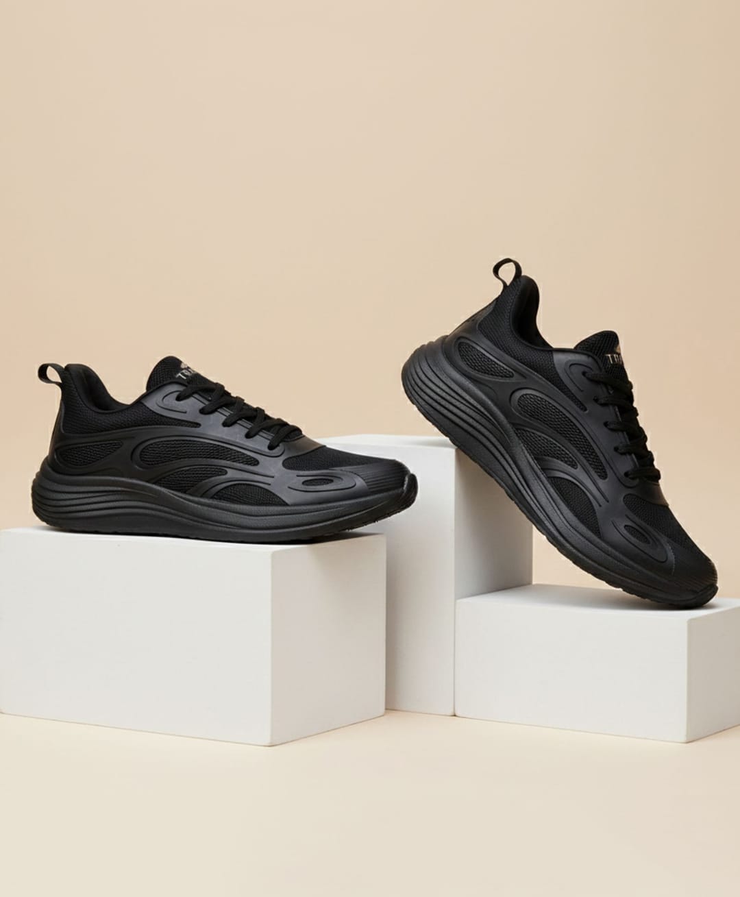 TRASE Solid Lace Up Shoes - Black-image-36