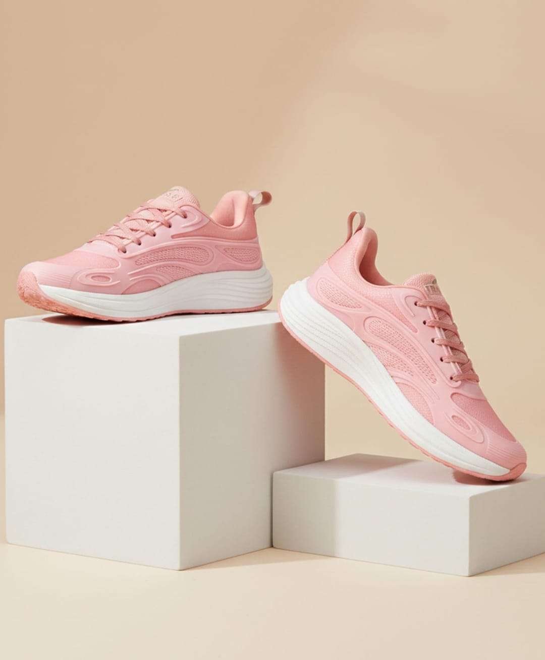 TRASE Solid Lace Up Shoes - Pink-image-42