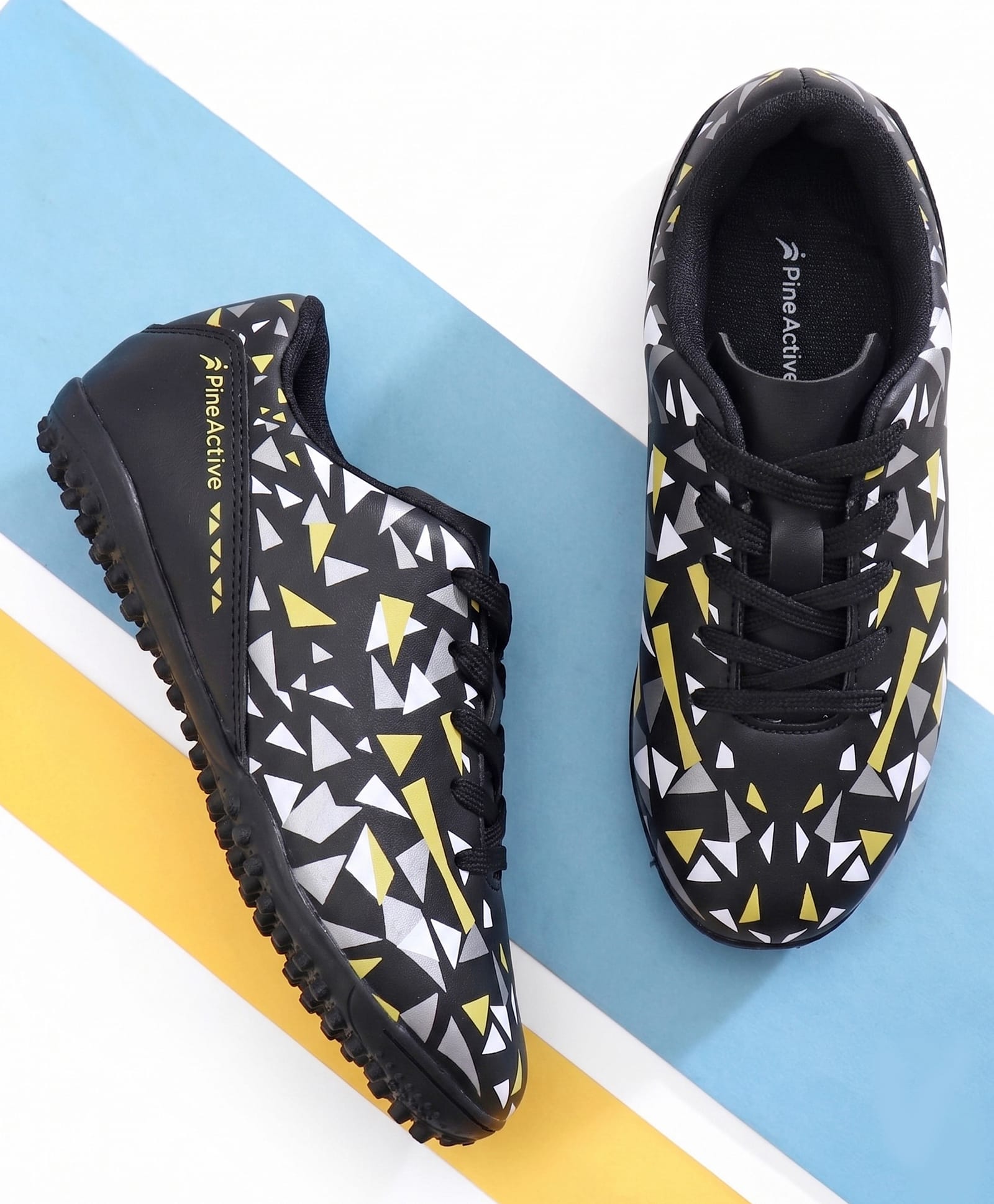 Pine Active Lace Closure Geometric Printed Football Shoes - Black-picture-25