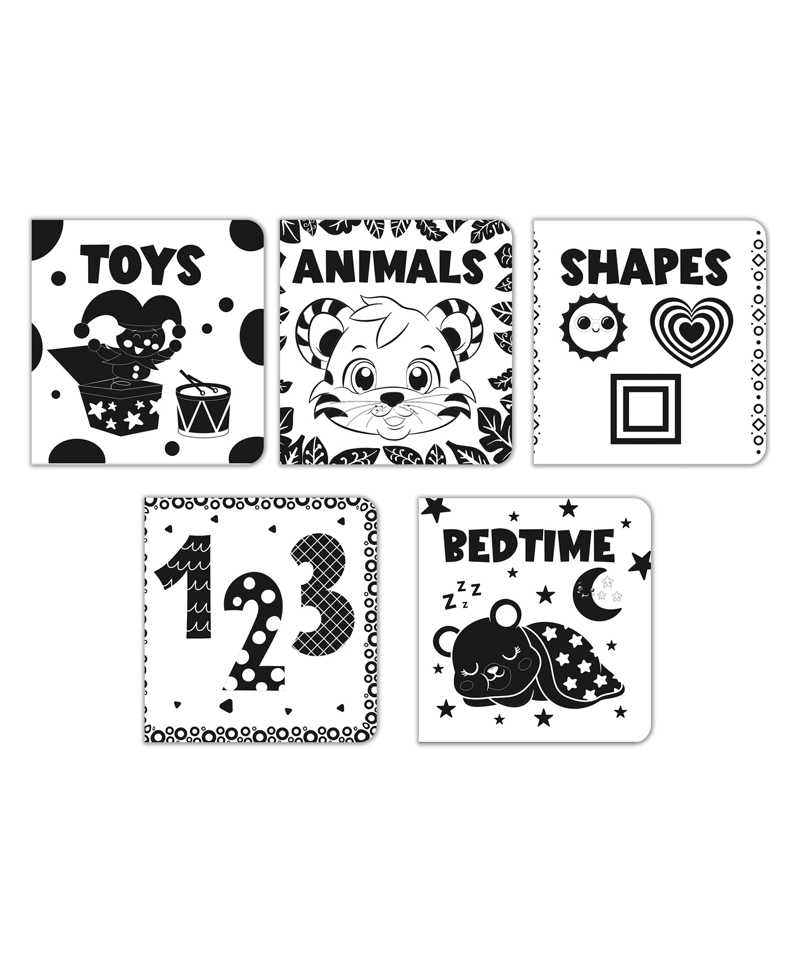 Baby's First High-Contrast Books Box Set of 5: Black and White Interactive Tummy Time Books for Newborns | Includes 123, Toys, Animals, Shapes & Bedtime | Ages 012 Months-image-24
