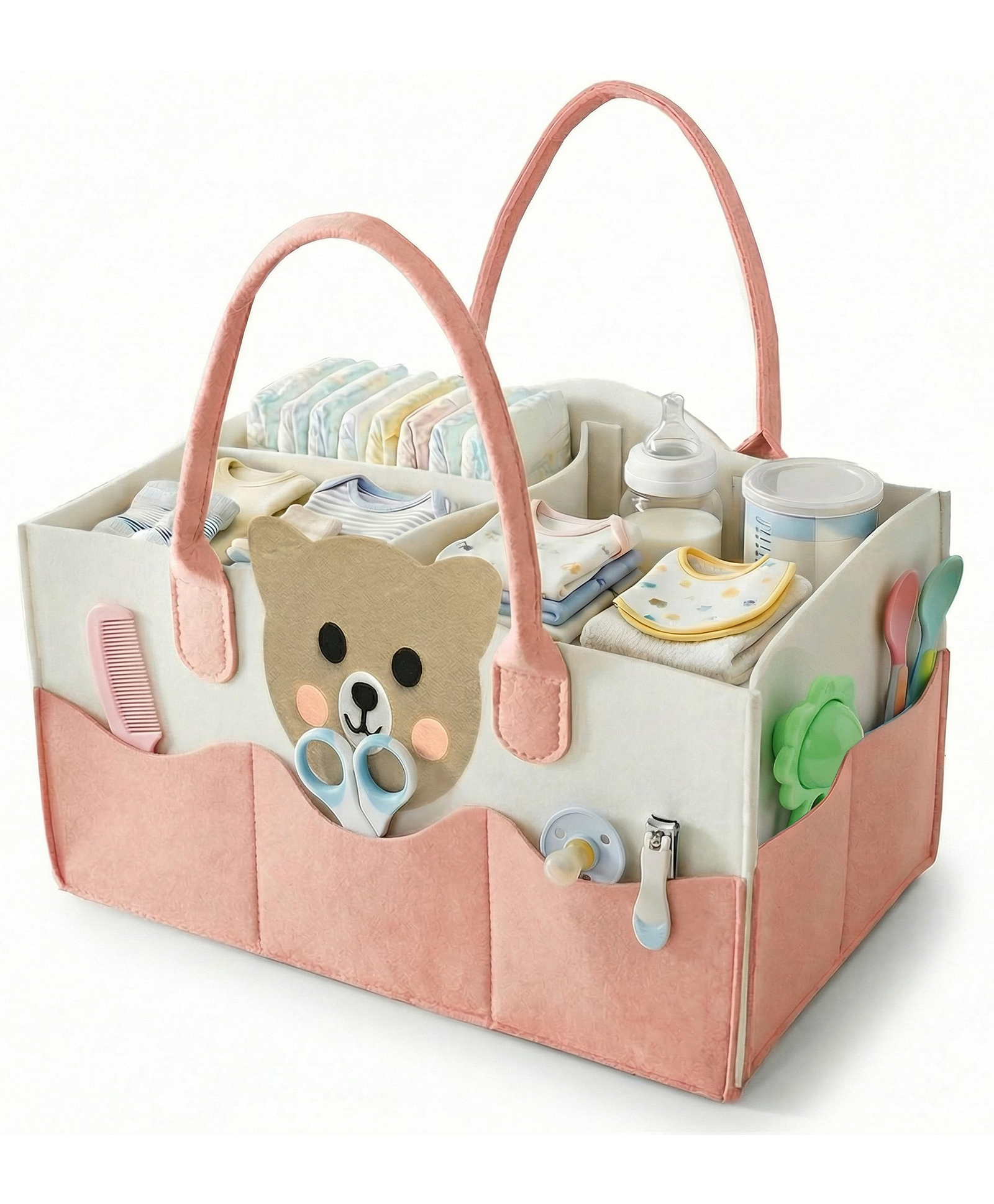 TONY STARK Big Size Non Woven Baby Diaper Storage Organizer Nappies Bag For Mother Stylish Storage Bag For diapers & wipes | baby shower gift | new born essentials - Nursery Basket (Pink)-image-12