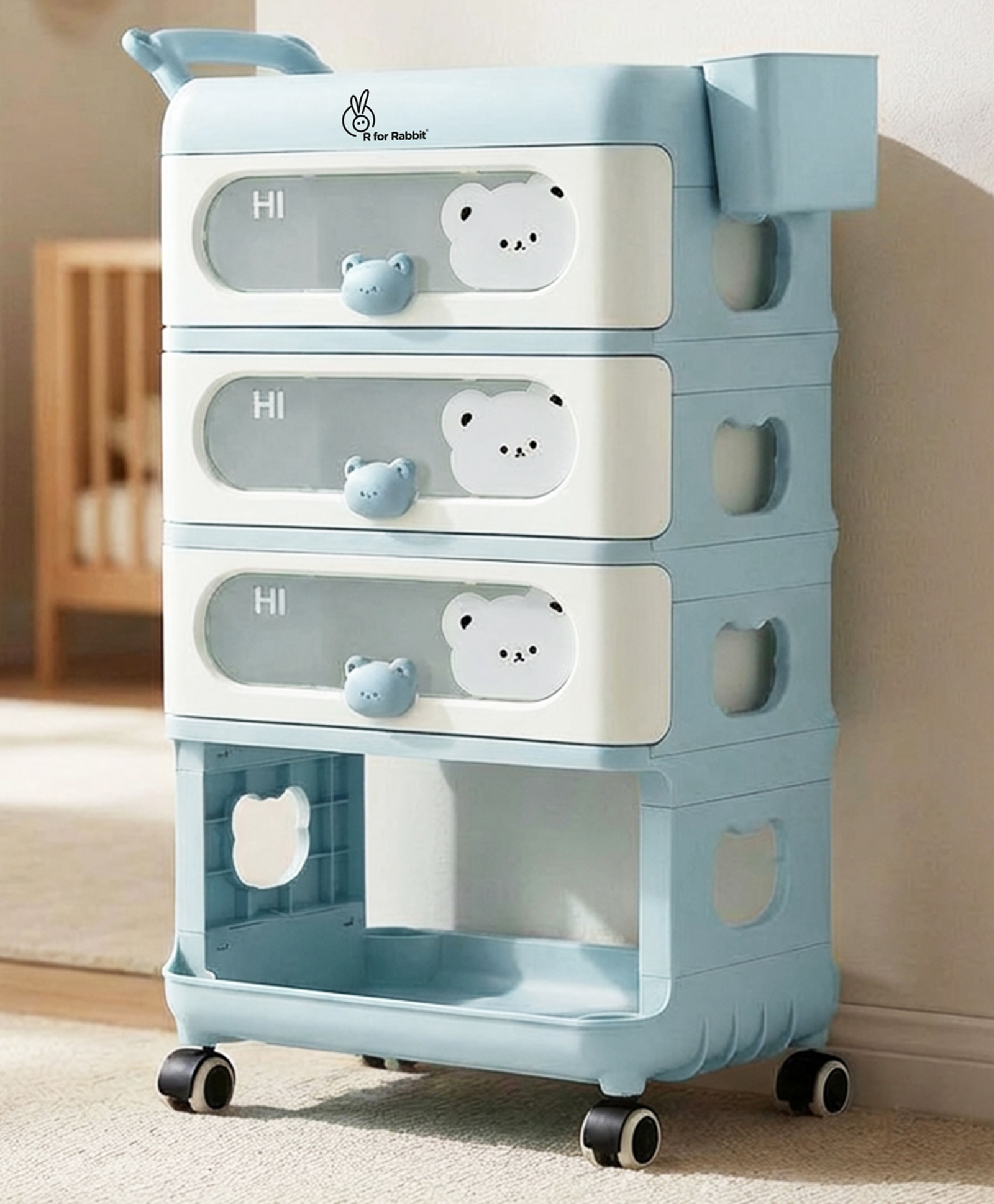 R For Rabbit Kiddo Korner Storage Unit With Bear Print - Blue & Cream-picture-32