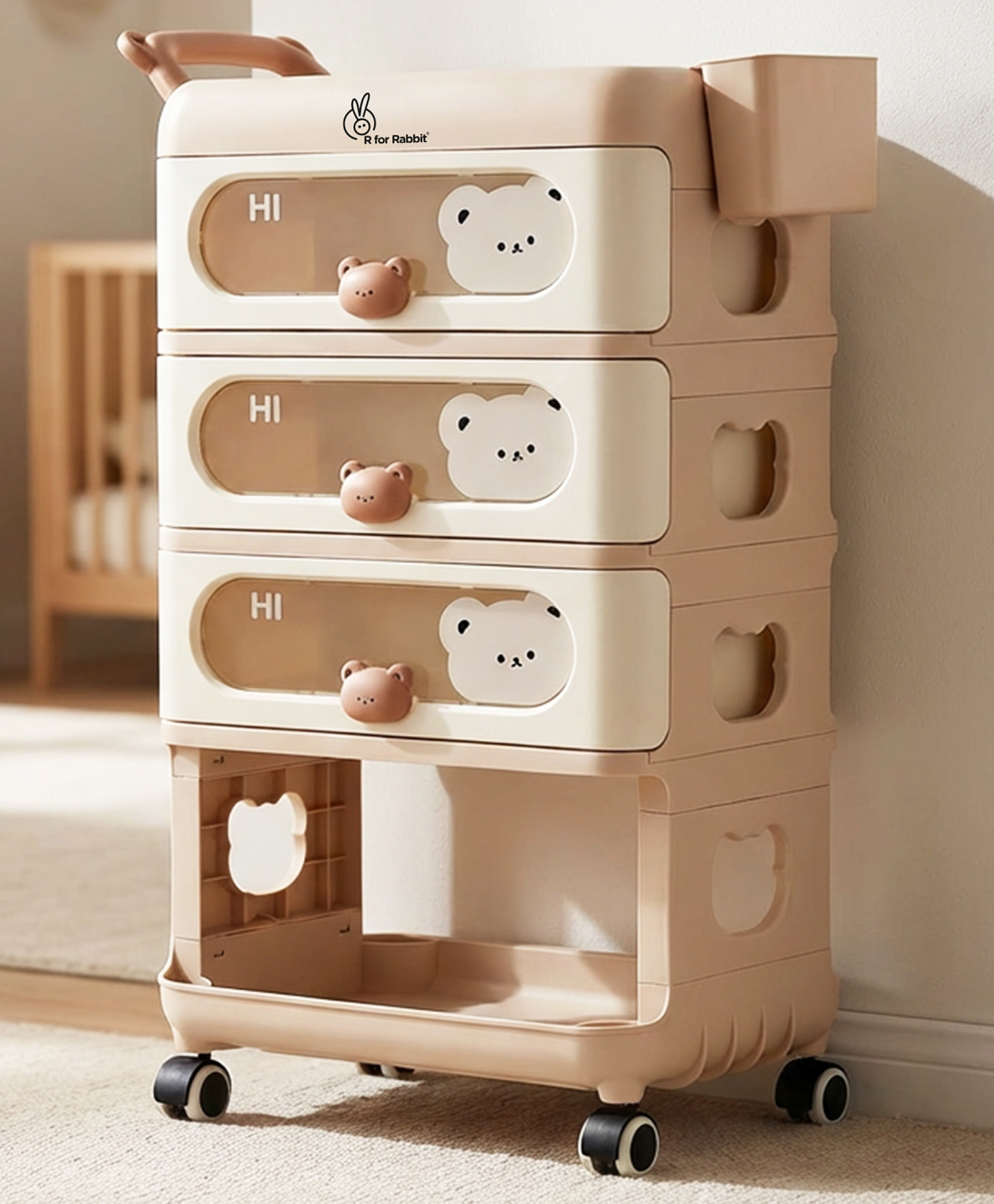 R For Rabbit Kiddo Korner Storage Unit With Bear Print - Brown & Cream-picture-33