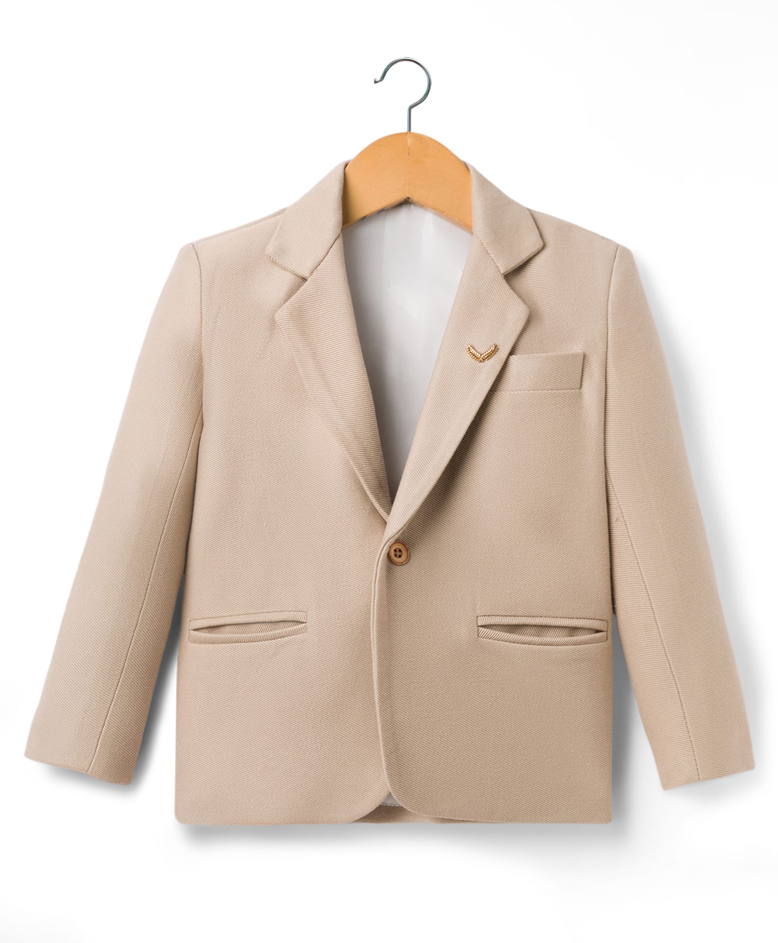 Rikidoos Cotton Woven Full Sleeves Solid Blazer - Beige-picture-19