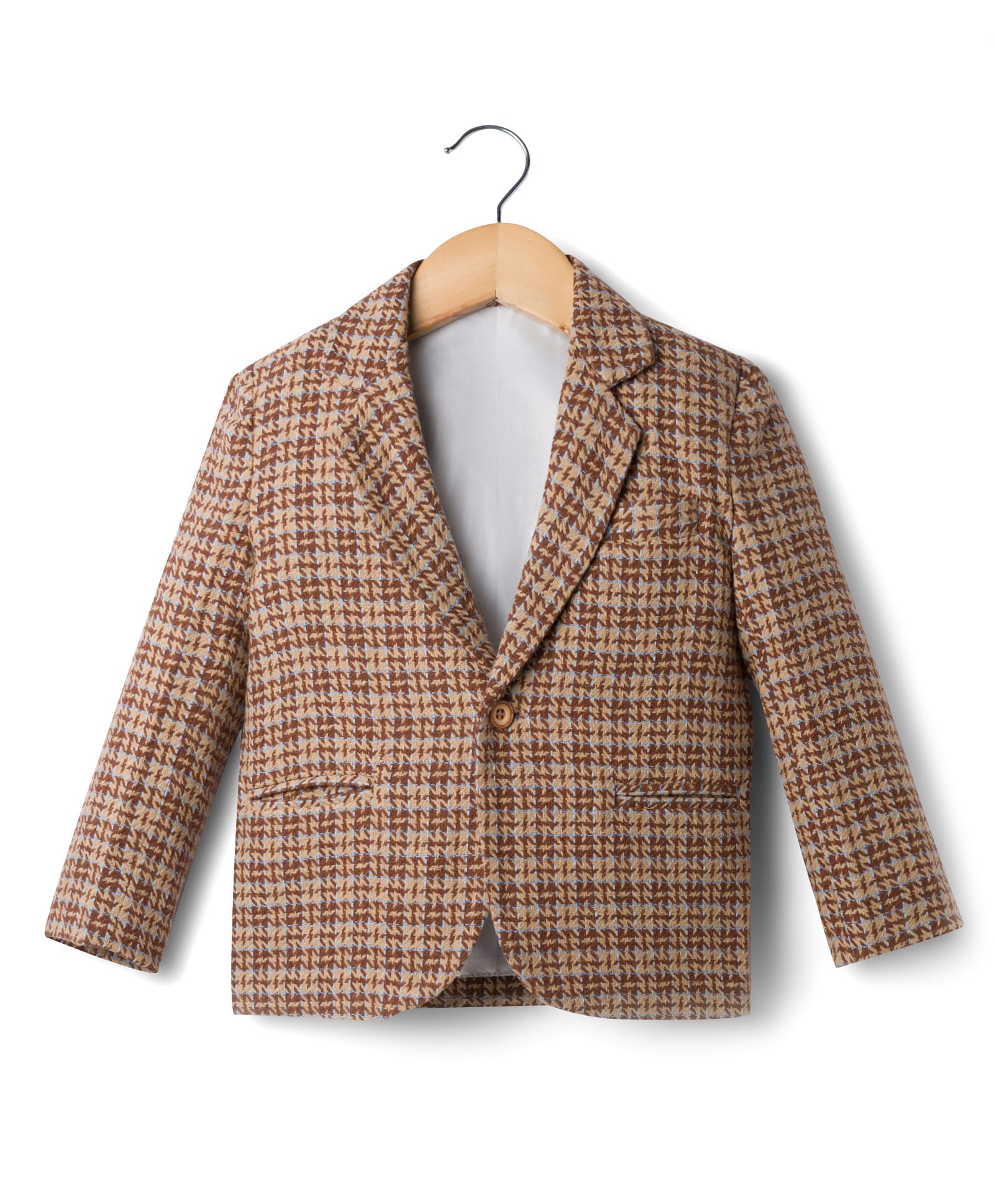 Rikidoos Cotton Woven Full Sleeves Checks Blazer - Brown-picture-26