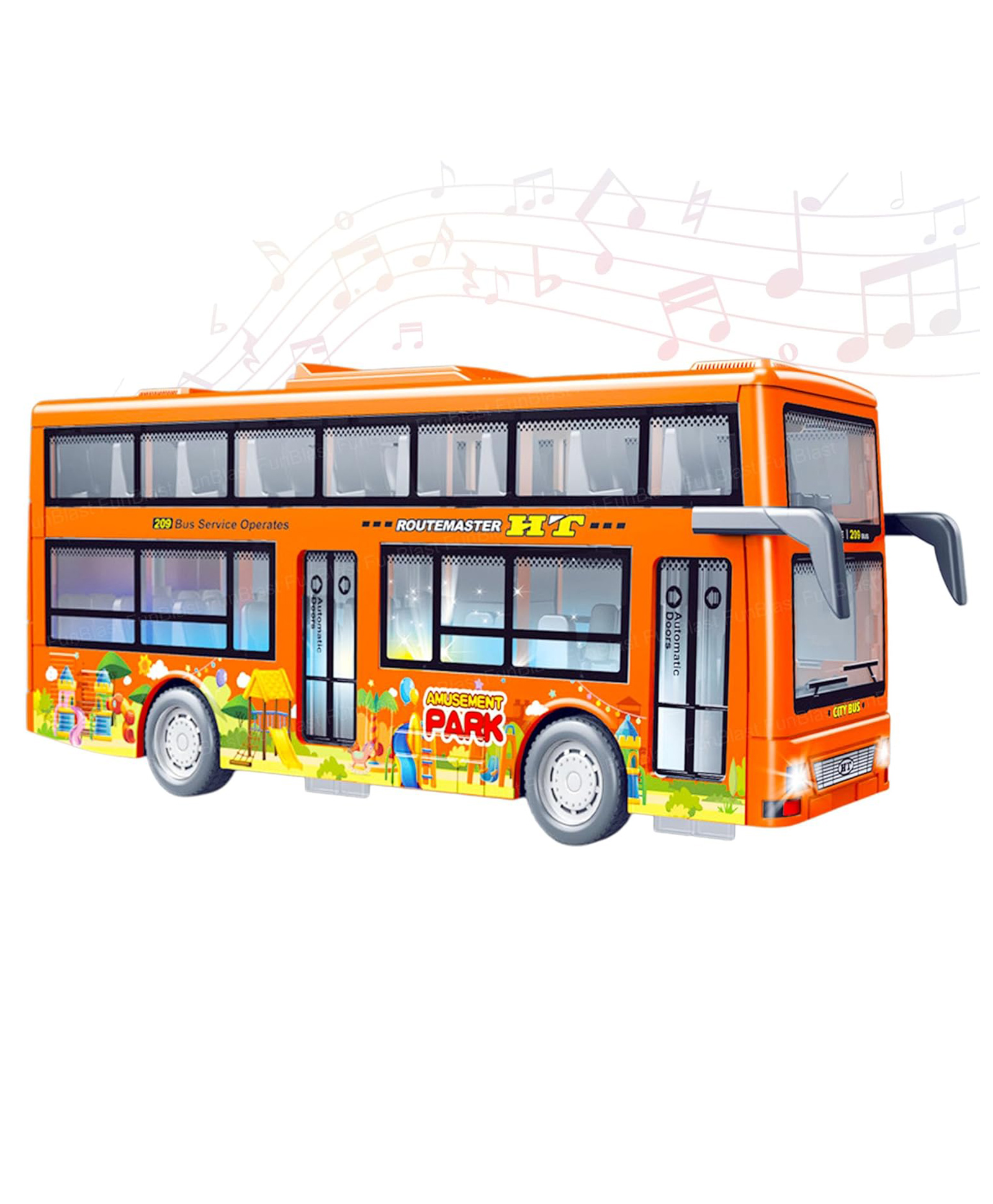 FunBlast Push and Go City Bus with Light and Sound for Kids Pack of 1 Bus (Orange)-image-25