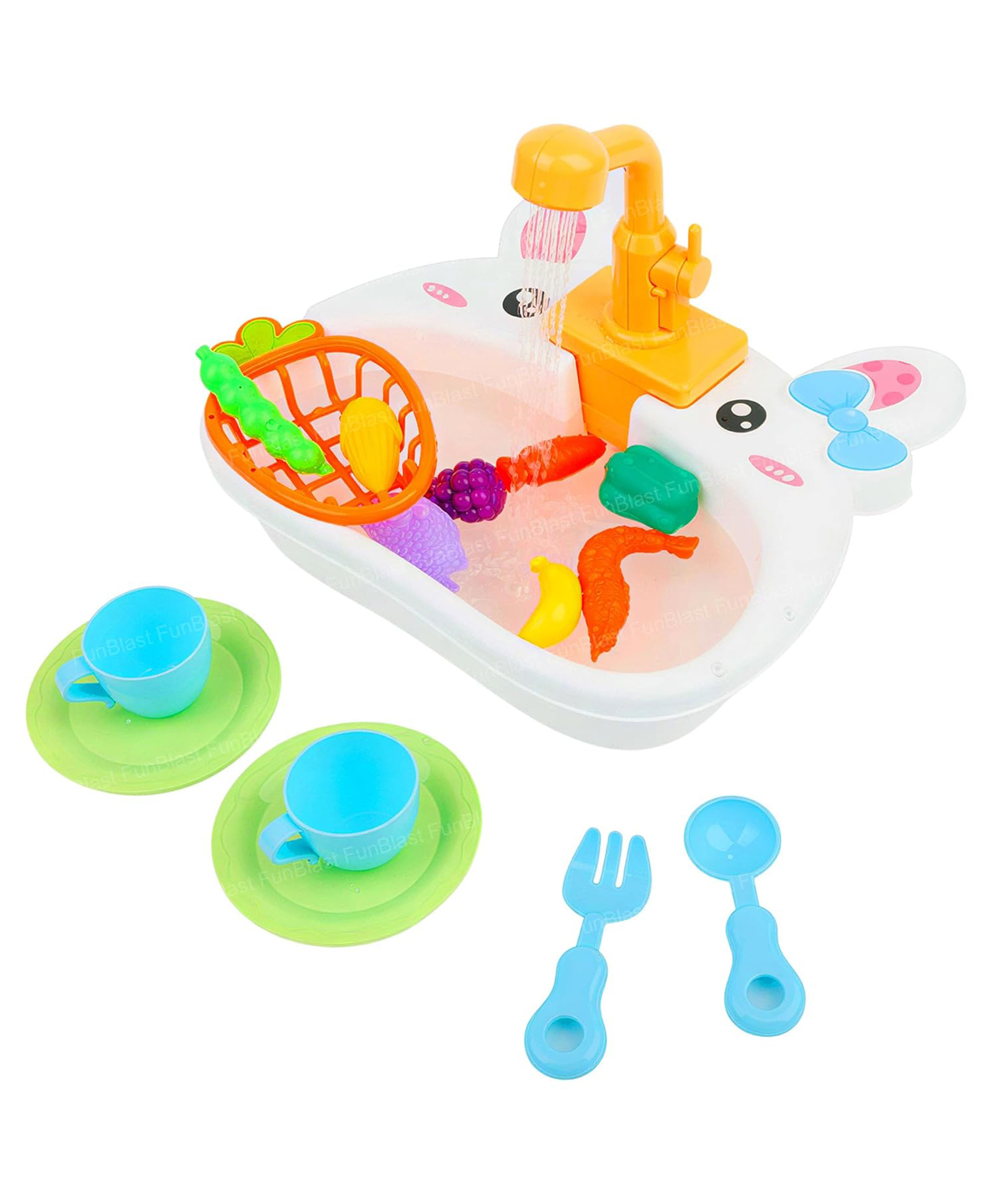 FunBlast Bunny Shaped Sink with Vegetable and Washing Dish Set for Kids Pack of 1 Set (Multicolor)-picture-2