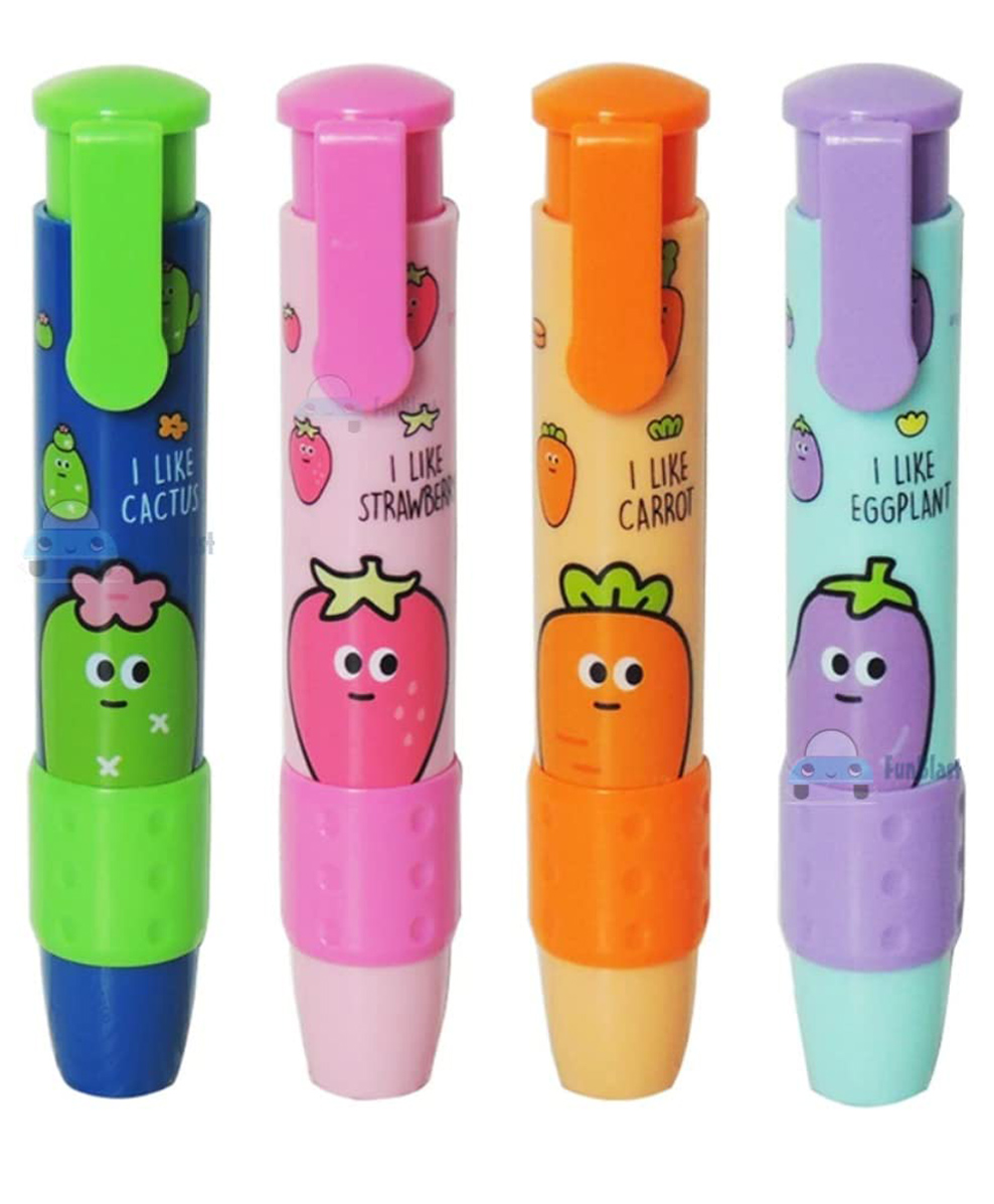 FunBlast Fruits Theme Pen Shaped Kawaii Erasers Set for Kids Pack of 4 Rubber (Multicolor)-image-2