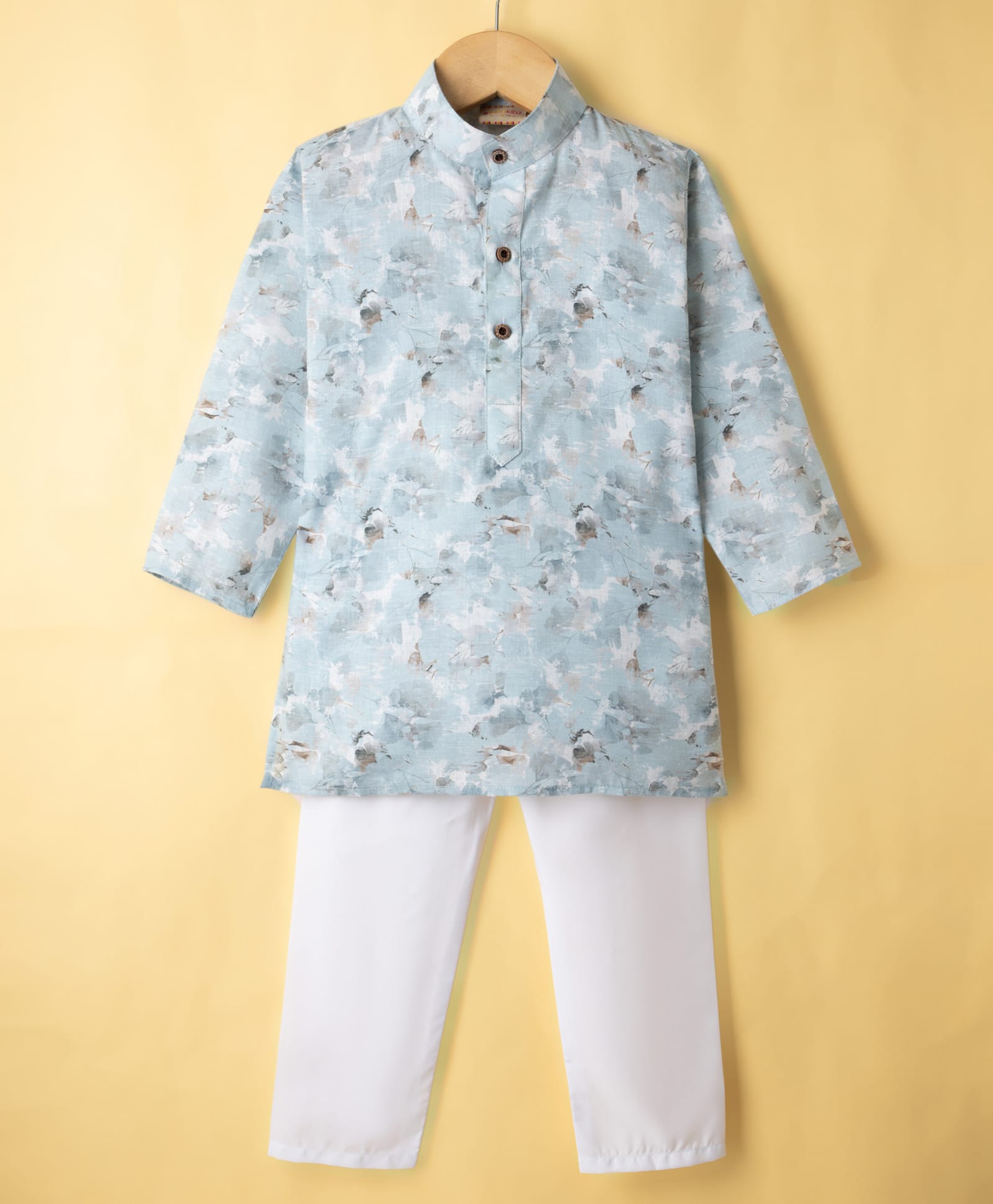 Ridokidz Cotton Woven Full Sleeves Printed Kurta & Pyjama Set - Light Green-picture-21