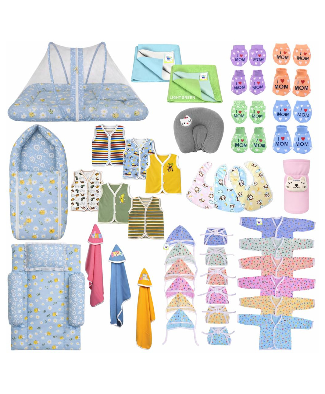 Toddylon Newborn Baby Essentials Kit 46 Items Combo Set for New Born 0 to 6 Months Blue-image-44