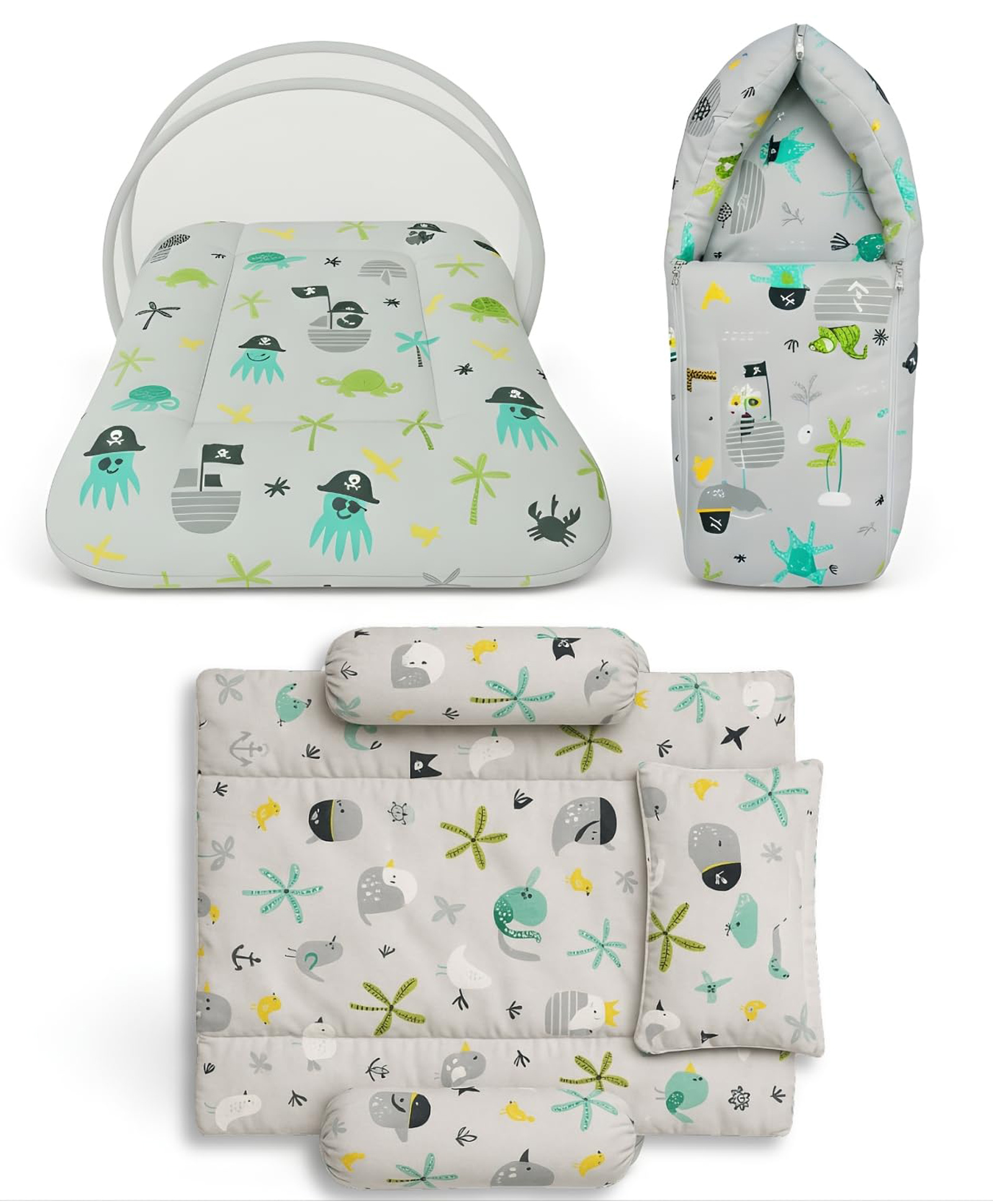 Toddylon 3 Pcs Bedding Set for New Born Baby Bed Sleeping Essentials 0 to 6 Months Grey-image-41