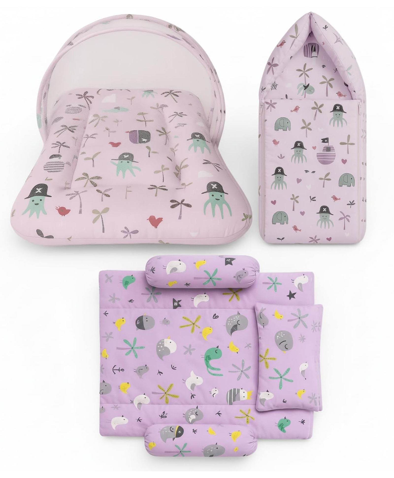 Toddylon 3 Pcs Bedding Set for New Born Baby Bed Sleeping Essentials 0 to 6 Months Purple-picture-28