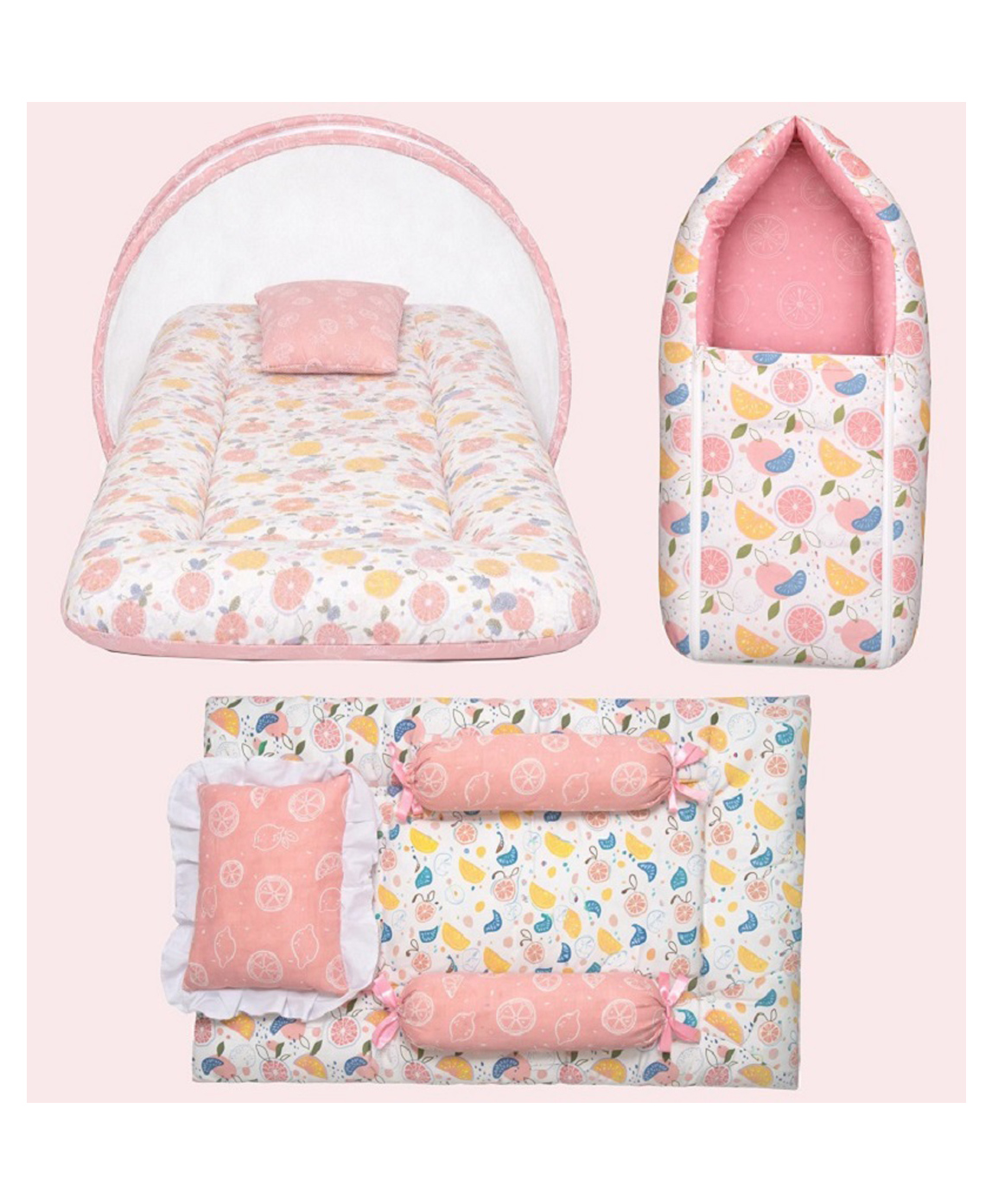 Toddylon Baby Bedding Set for New Born 0-6 Months 3 Pcs Newborn Baby Bed Set - Pink-picture-12