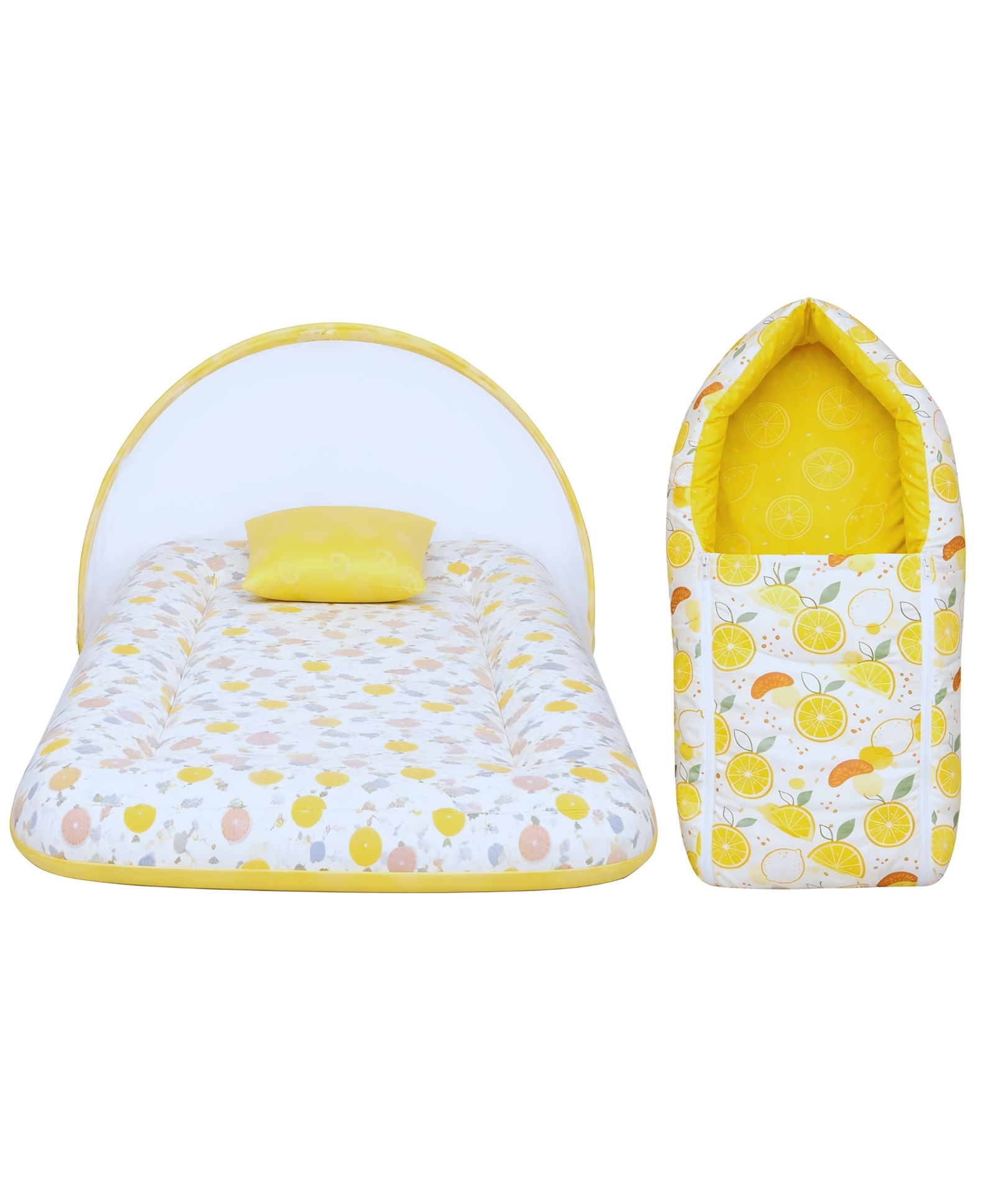 Toddylon Baby Bedding Set for New Born Baby Bed with Mosquito Net & Carry Bag - Yellow-image-12