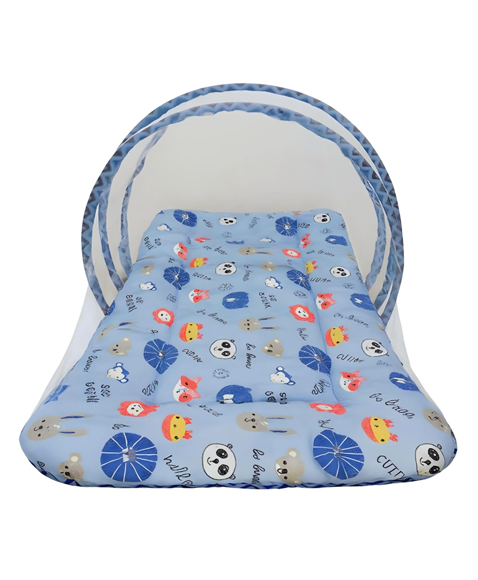 Toddylon Baby Bed for New Born Baby Mattress with Mosquito Net 0 to 6 Months - Blue-image-40
