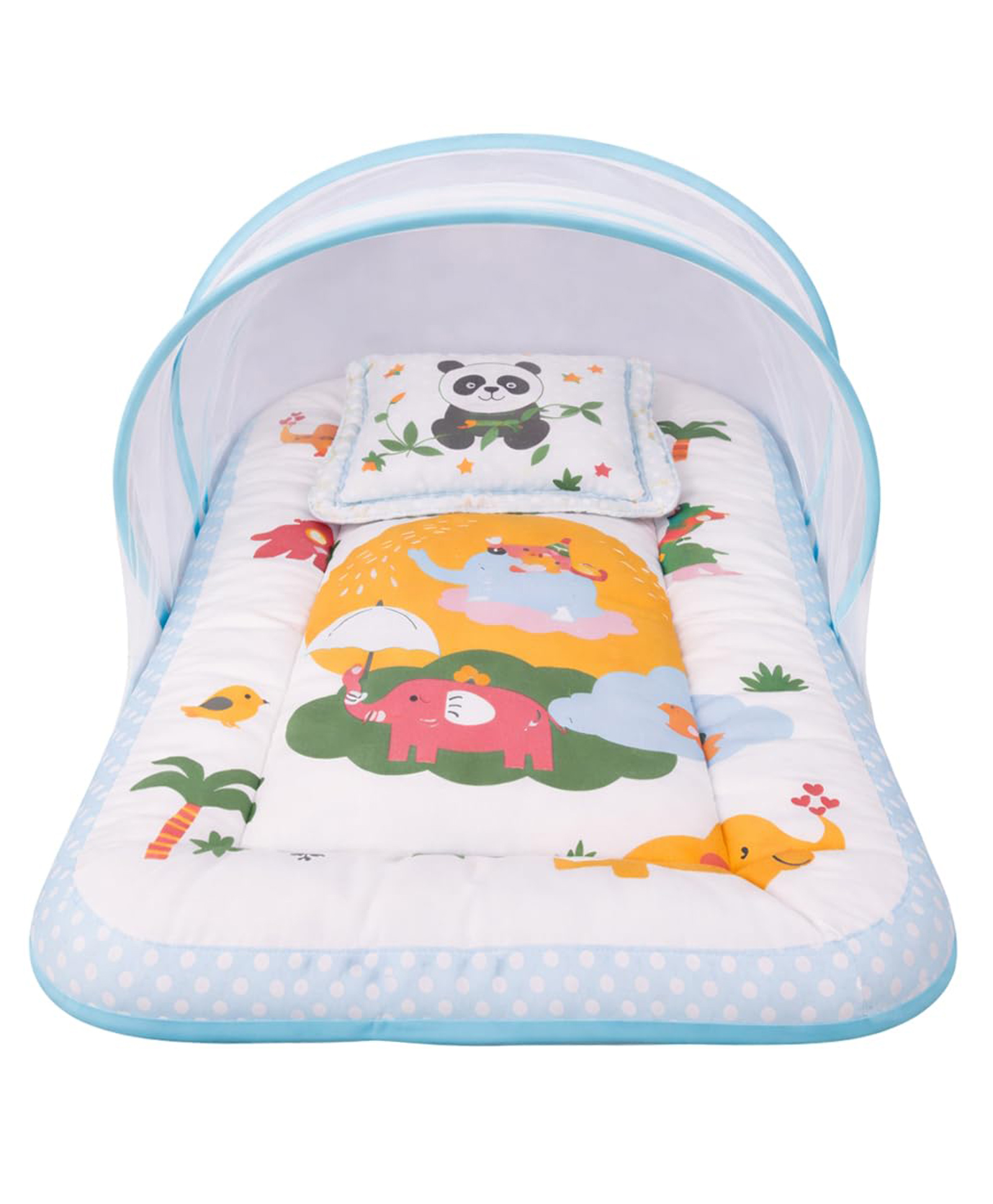 Toddylon Baby Bed for New Born Baby Mattress with Mosquito Net 0 to 6 Months - Blue-image-41