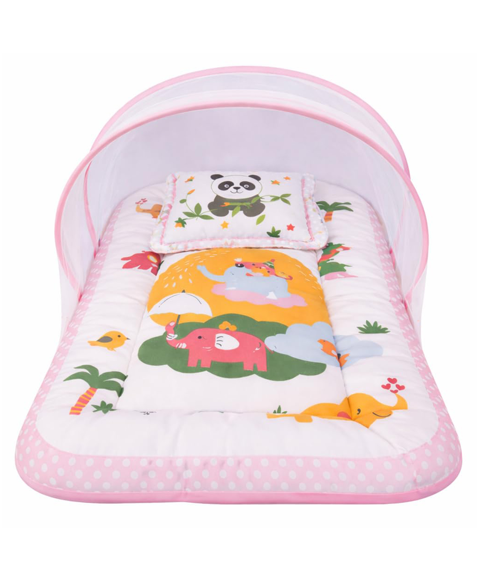 Toddylon Baby Bed for New Born Baby Mattress with Mosquito Net 0 to 6 Months - Pink-picture-47