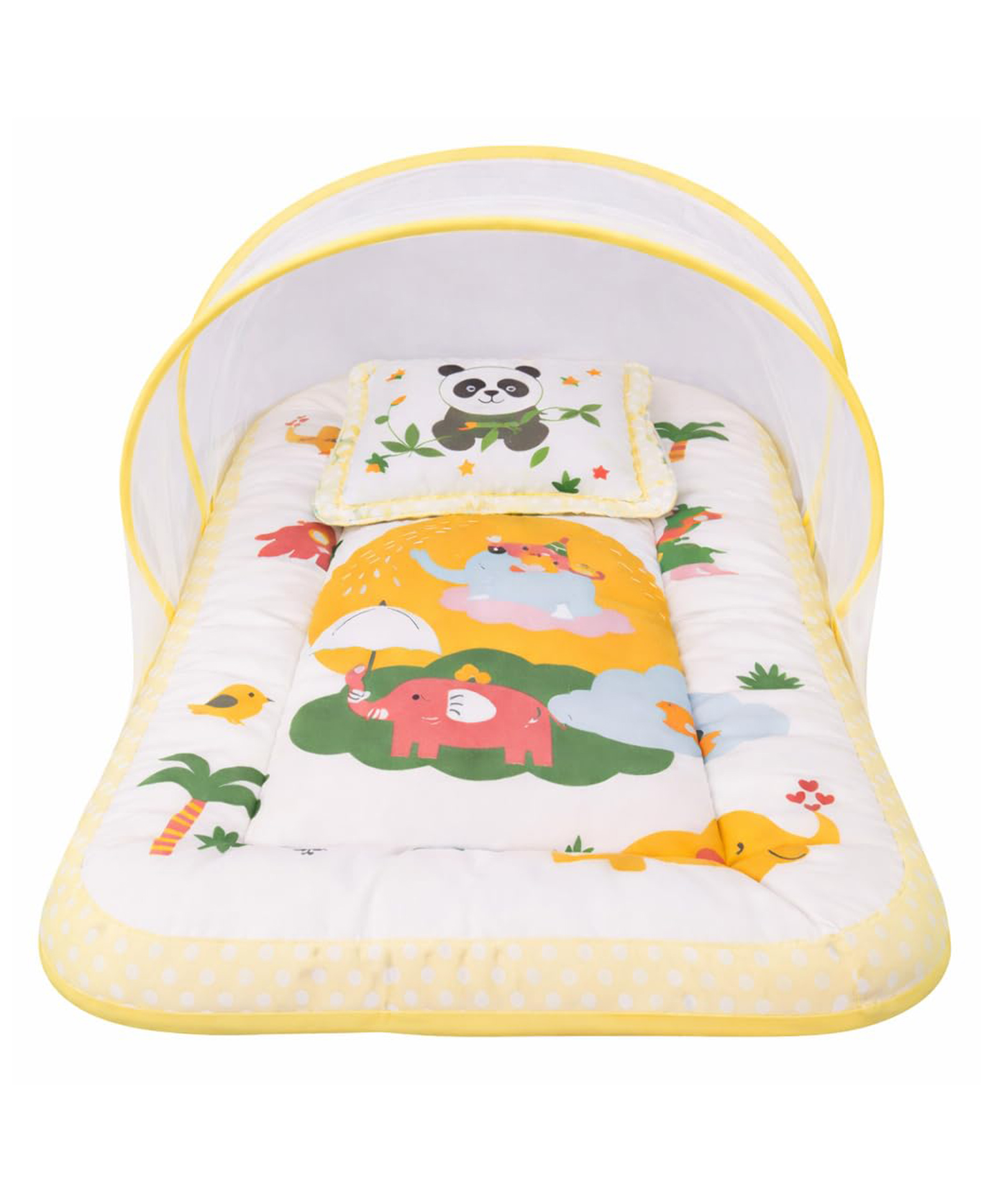 Toddylon Baby Bed for New Born Baby Mattress with Mosquito Net 0 to 6 Months - Yellow-picture-7