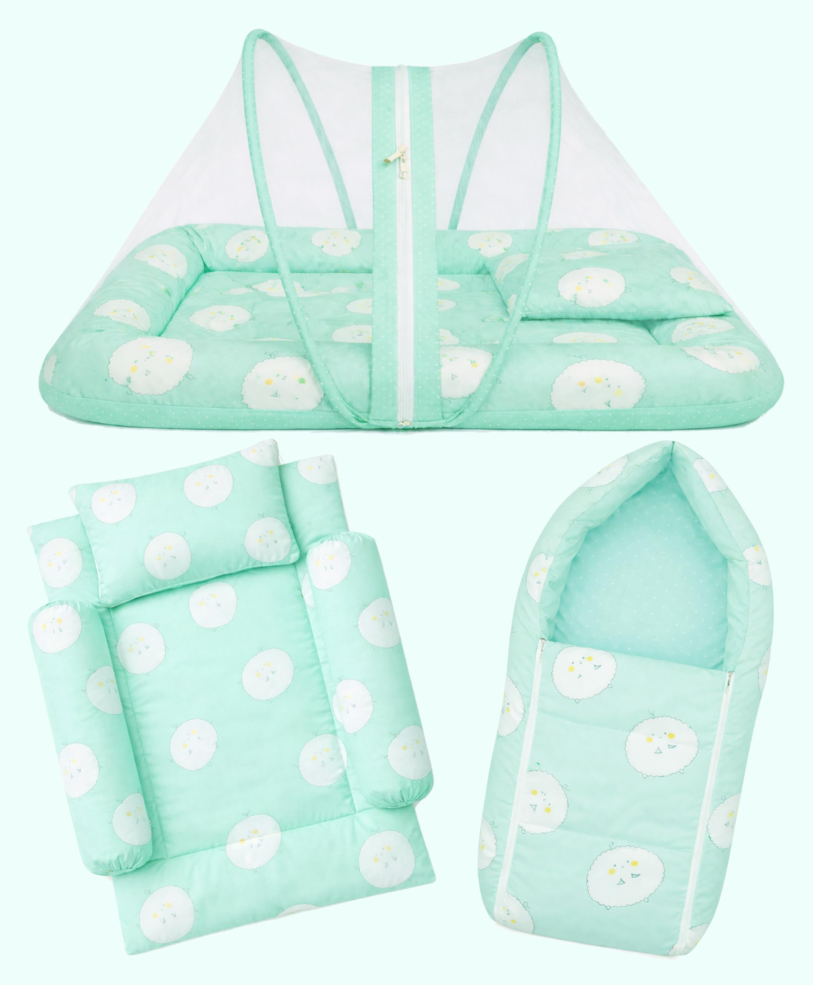 Toddylon Baby Bedding Set for New Born 3 Pieces Baby Bed Combo for 0 to 6 Months Infant Boys & Girls - Green-picture-6