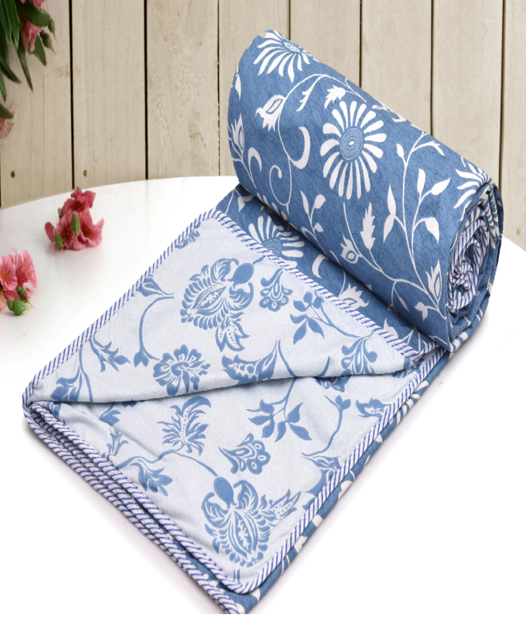 RRC Floral Microfiber Cotton Single Dohar Blue-image-16