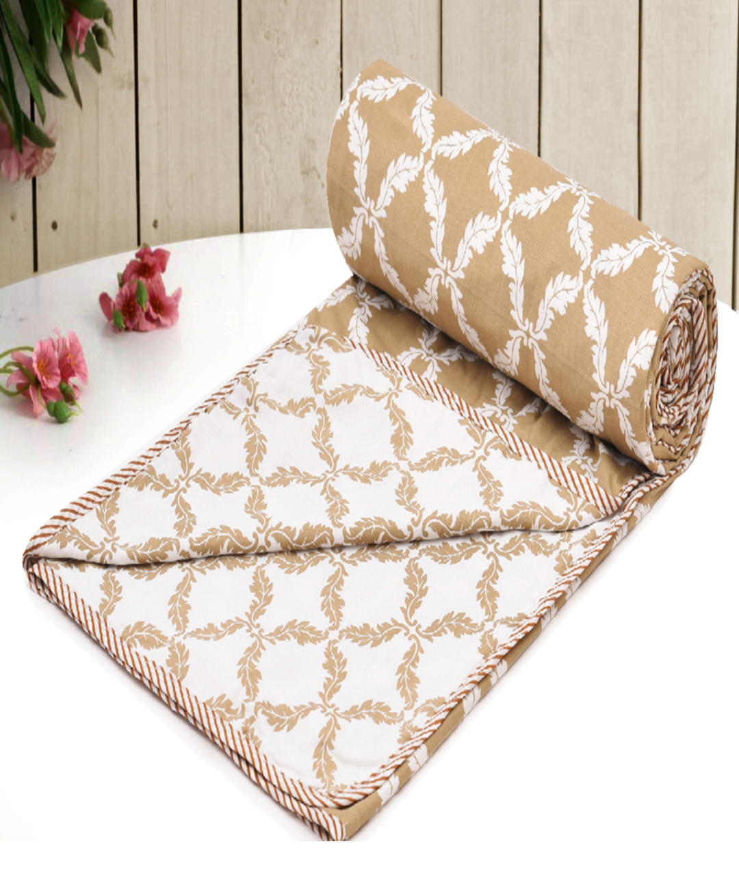 RRC Floral Cotton Double 3 Layered Dohar - Brown-picture-25