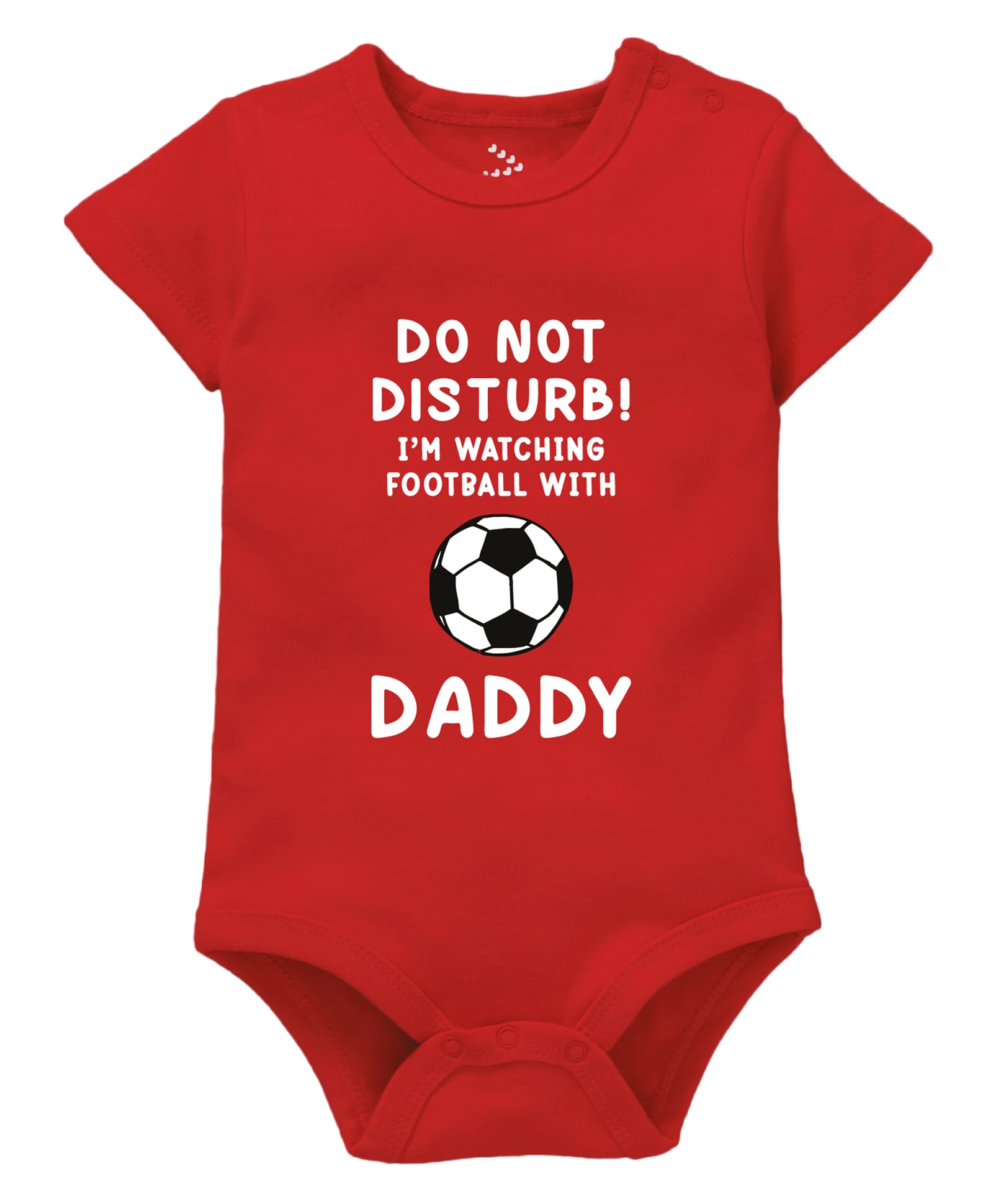 Zeezeezoo 100% Cotton Knit Family Theme Half Sleeves Do Not Disturb I M Watching Football Match With Daddy Text Printed Onesie - Red-picture-4