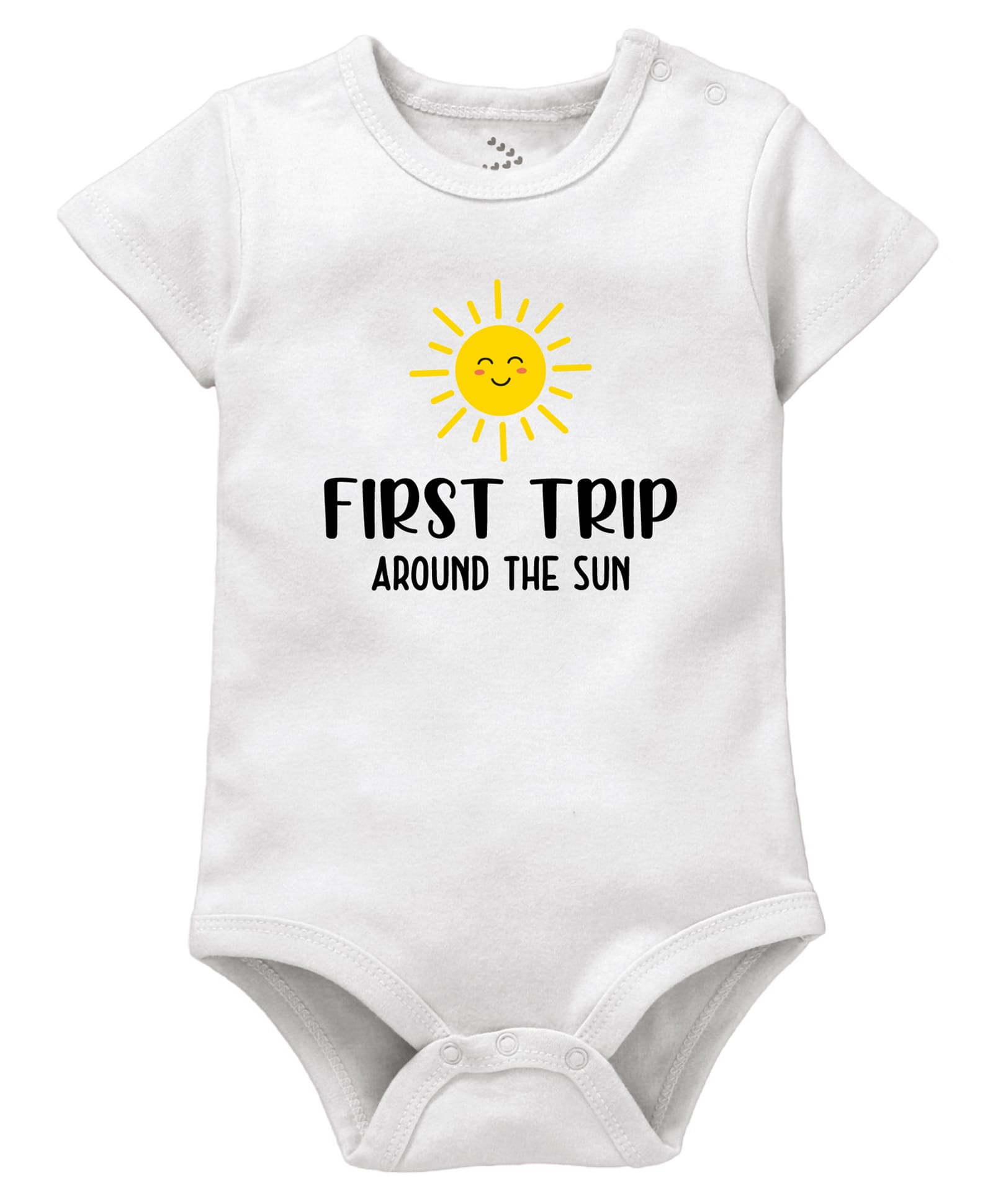 Zeezeezoo 100% Cotton Knit Half Sleeves First Trip Around The Sun Text Printed Onesie - White-picture-37