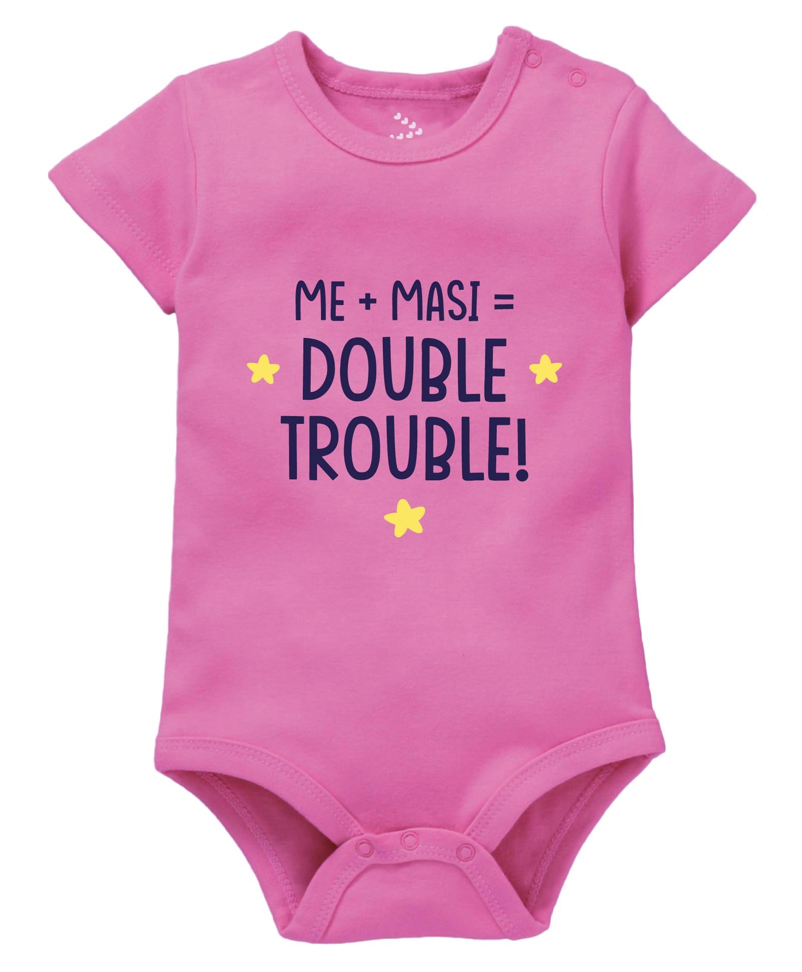 Zeezeezoo 100% Cotton Knit Family Theme Half Sleeves Me Masi Double Trouble Text Printed Onesie - Pink-picture-20