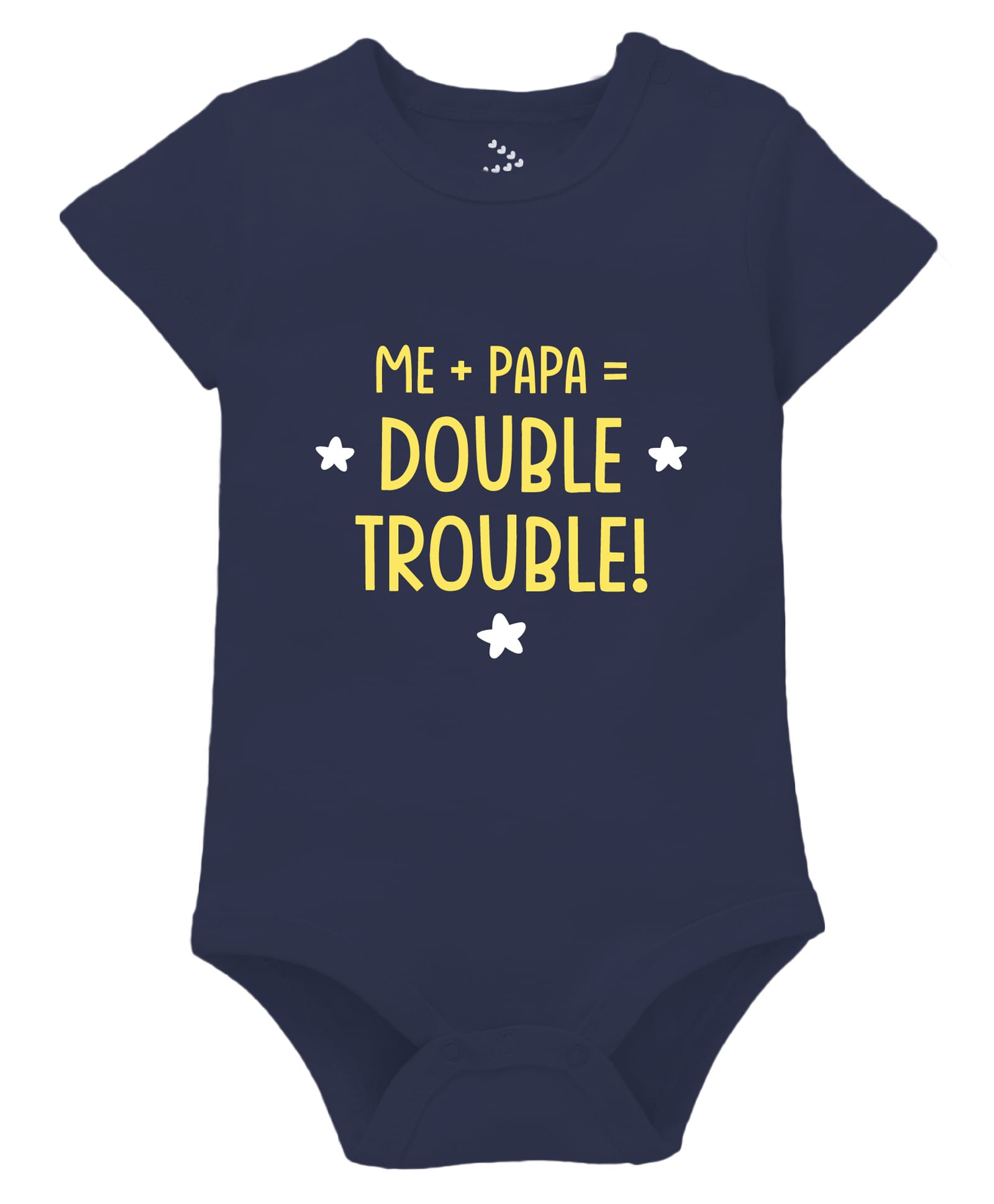 Zeezeezoo 100% Cotton Knit Family Theme Half Sleeves Me Papa Double Trouble Text Printed Onesie - Navy Blue-picture-38