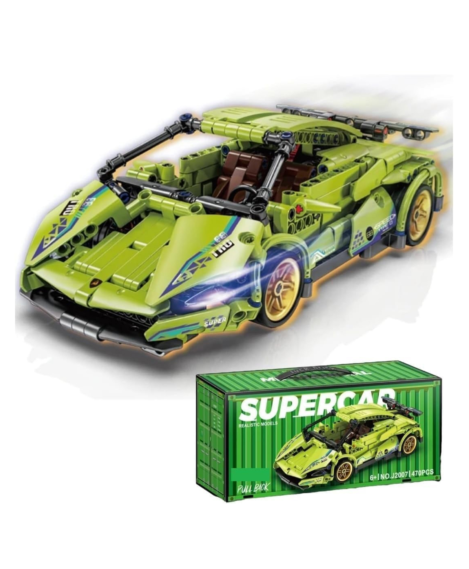 Elecart 1:18 Scale Green Racing Car Building Block Set (470 PCS) Pull Back DIY Supercar Model Kit | STEM Educational Construction Toy | Compatible Bricks for Kids, Teens, Adults & Collectors-image-18