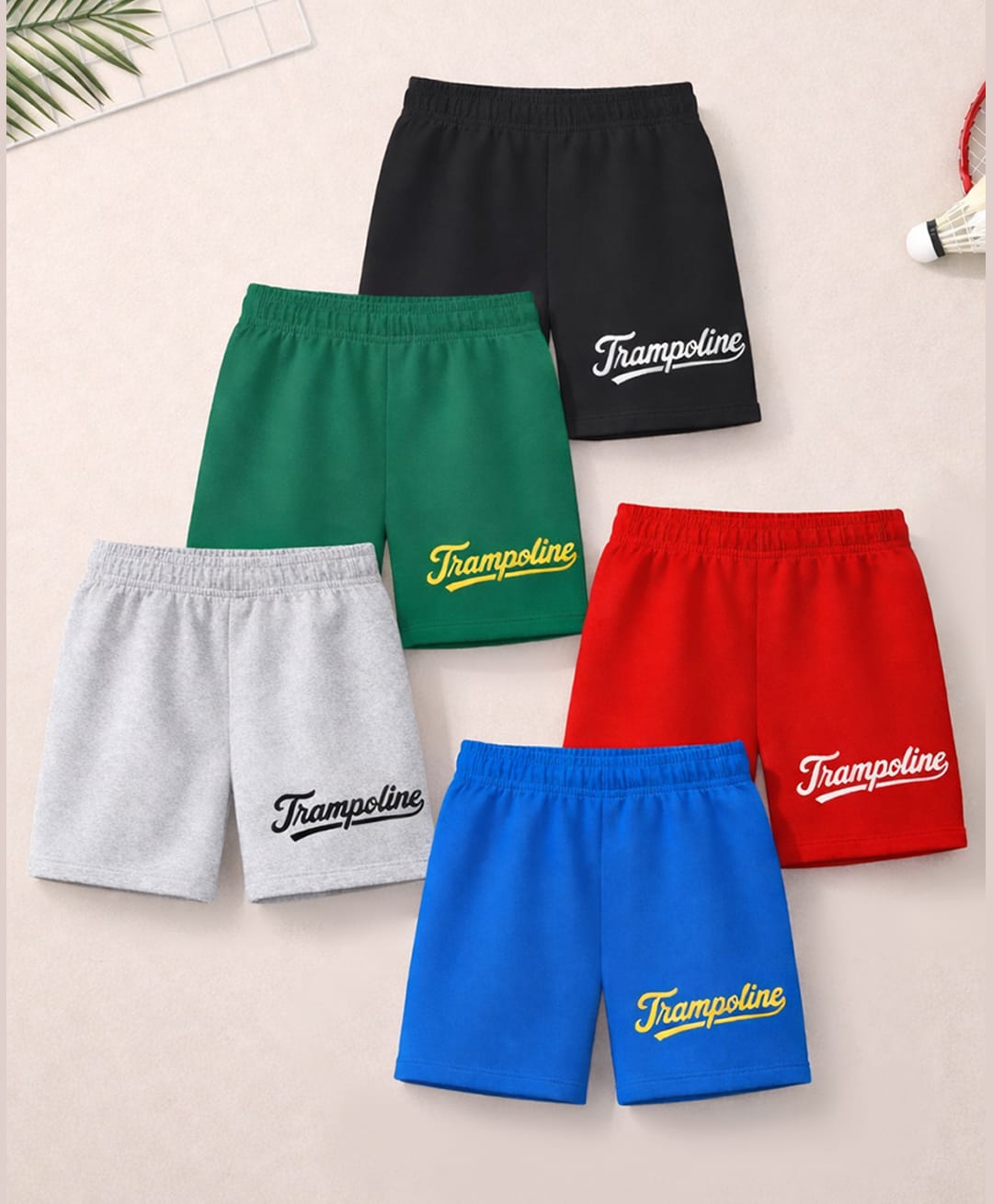 Trampoline Cotton Blend Knit Pack Of 5 Brand Name Printed Shorts - Multi Colour-picture-11