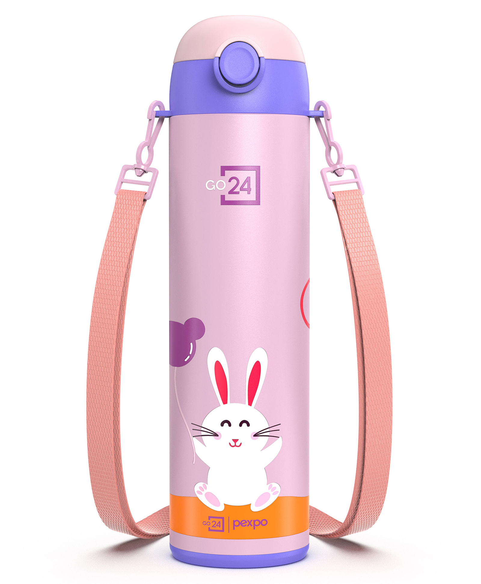 Pexpo Pixy Cute Design Hot & Cold Thermoflask Rabbit Print|Stainless Steel Water Bottle for Kids & Adults Vacuum Insulated Portable Handle Double Wall - 470 ml-image-18
