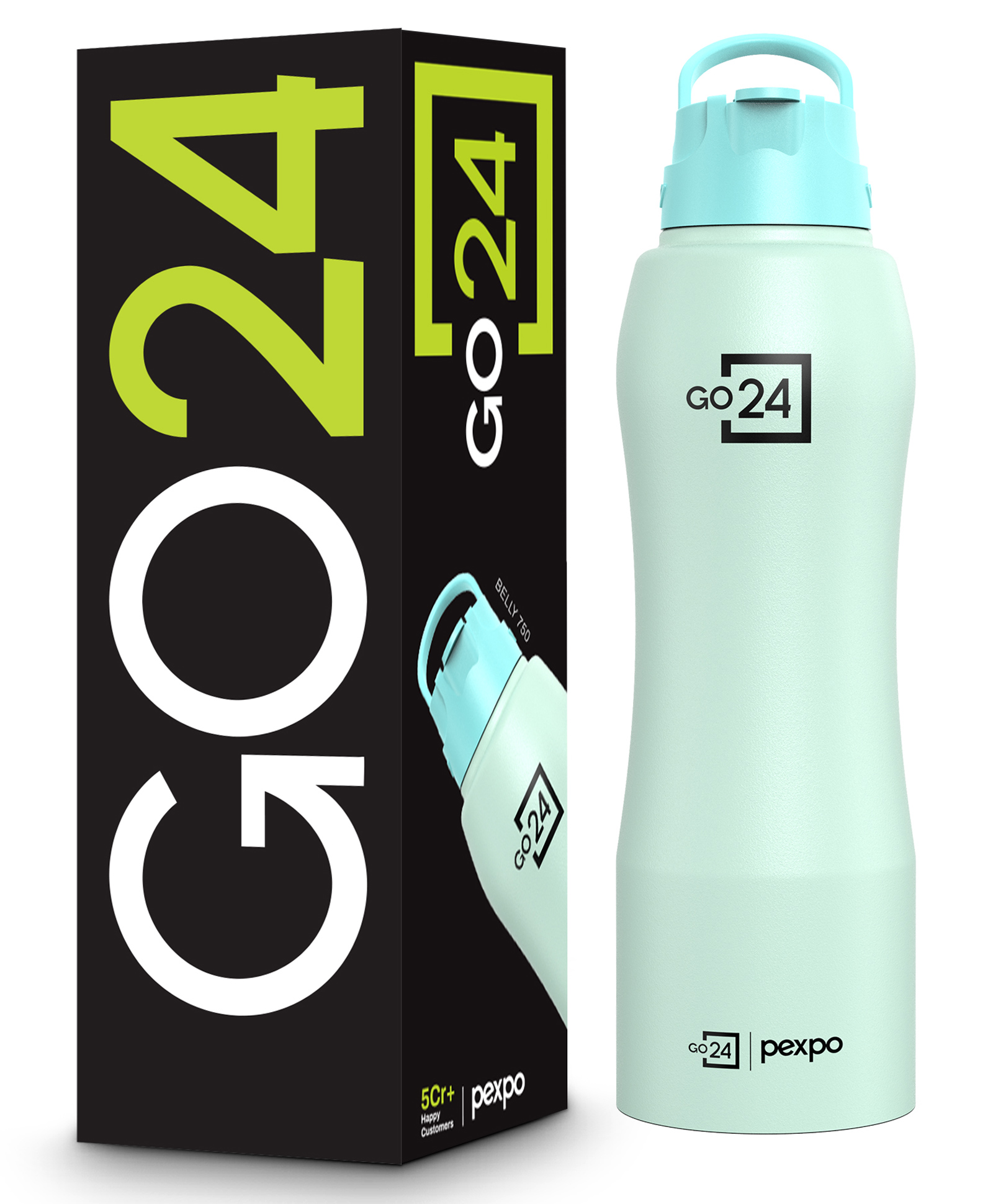 Pexpo Belly Stainless Steel Water Bottle with Straw Lid Sipper Cap, Fast Cooling Single Wall Easy Grip Home, Office, Gym, School, Yoga, Trekking, Men, Women & Kids 750 ml -Sea Green-image-10