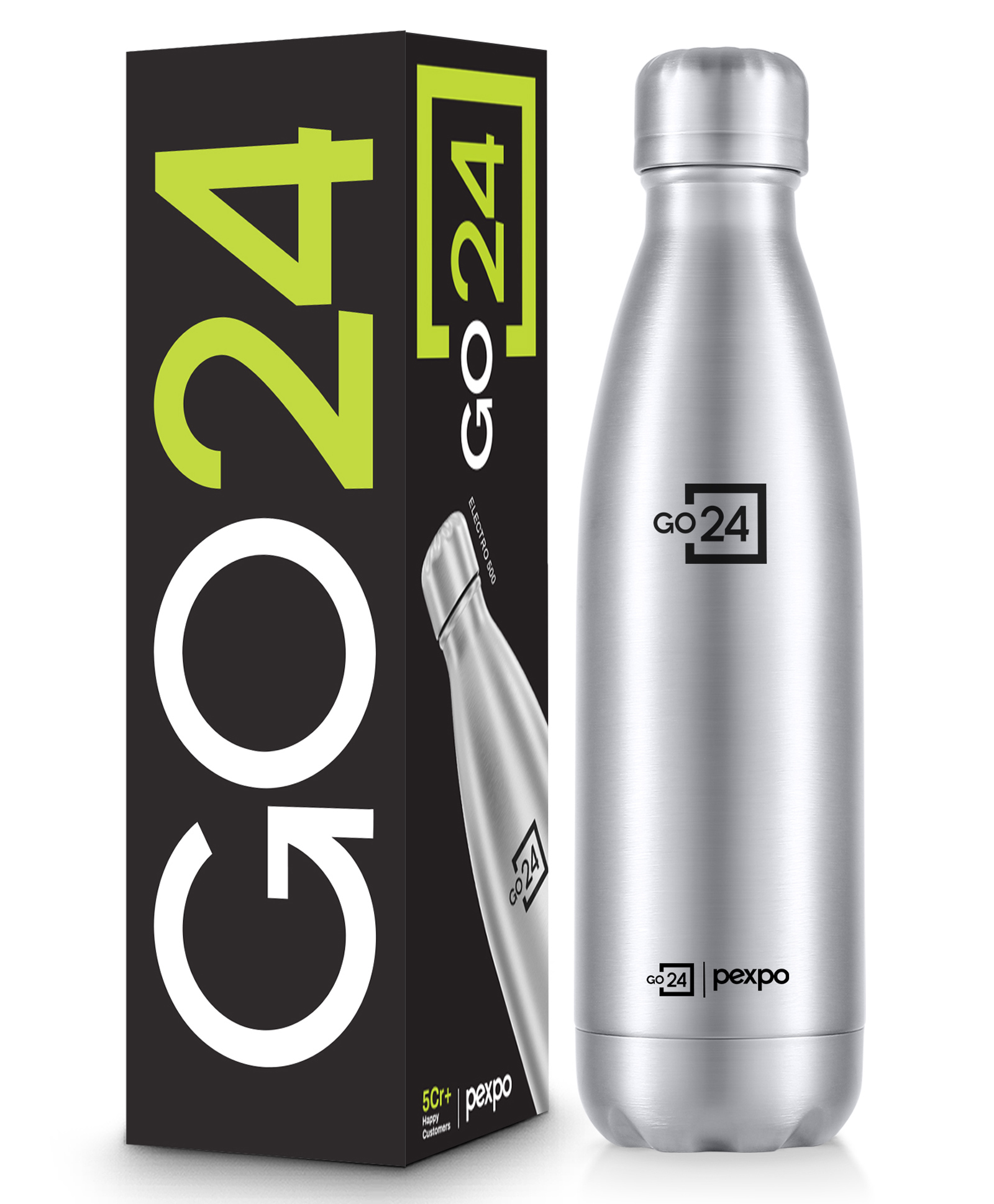 Pexpo Go24 Steel Water Bottle 500ml | Hot and Cold Flask | ISI Certified Steel Bottle | 3 Layer Insulation | Leakproof | for Home, Office | 2-Year Warranty |Electro| - Denim Blue-image-43