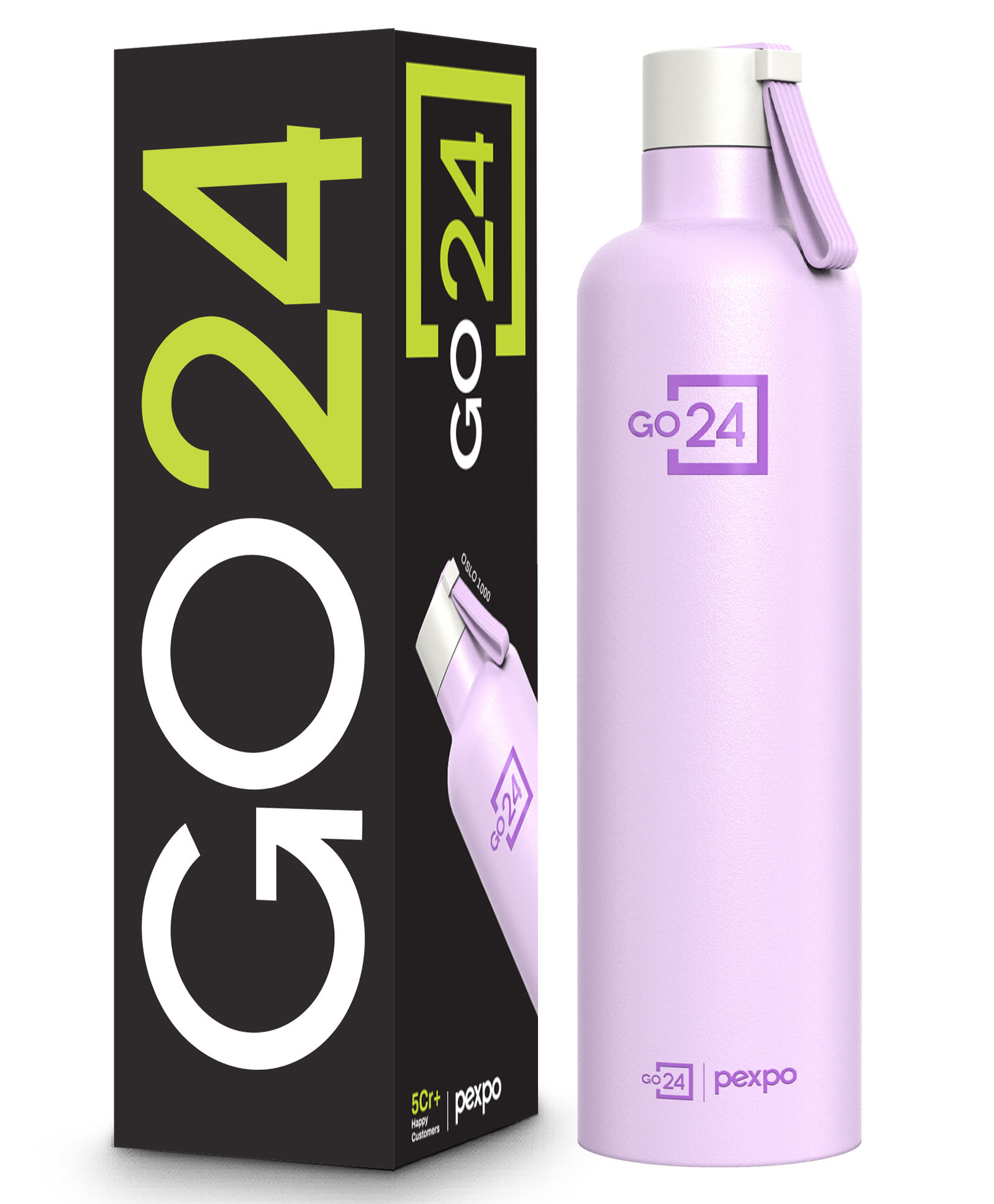 Pexpo Oslo Hot & Cold Stainless Steel Water Bottle Thermo steel Flask Vacuum Insulated ISI Certified Gift for Girls & Boys Office Home Gym Adults 1000 ml - Orchid Purple-image-5
