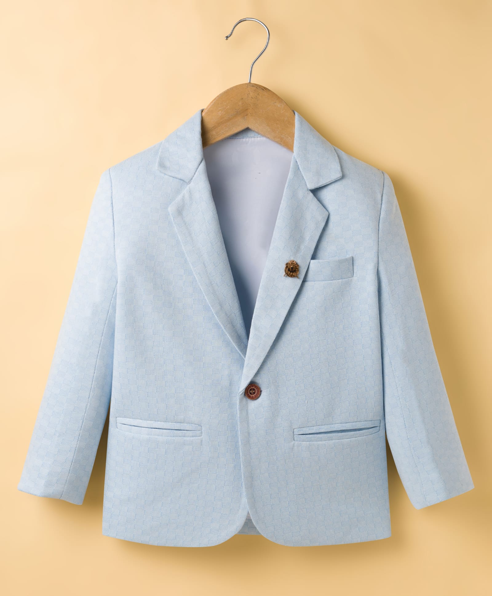 Rikidoos Cotton Woven Full Sleeves Solid Blazer - Light Blue-picture-14