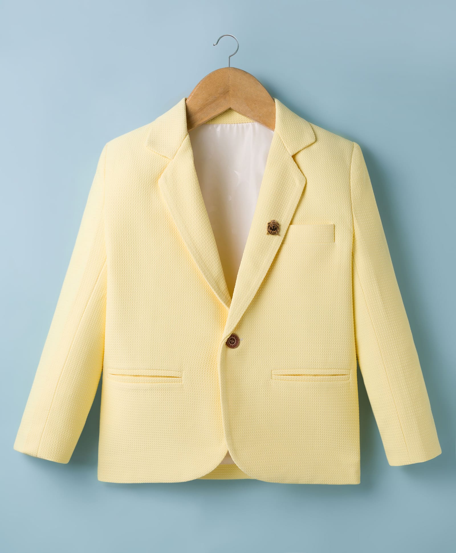 Rikidoos Cotton Woven Full Sleeves Solid Blazer - Light Yellow-picture-25