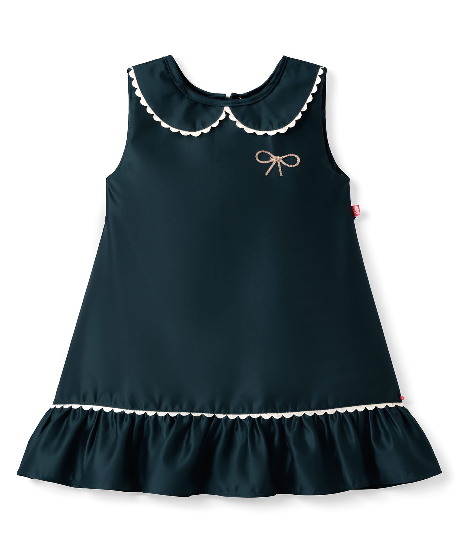 Twetoons Satin Woven Sleeveless Solid Party Dress with Bow Applique - Dark Green-image-25