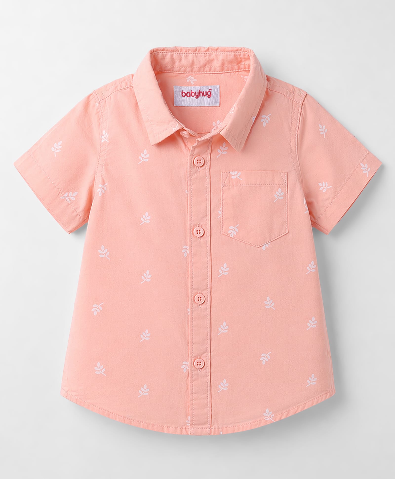 Babyhug Cotton Woven Shirt Half Sleeve Regular Collar Printed Peach 2-3 Years-image-3