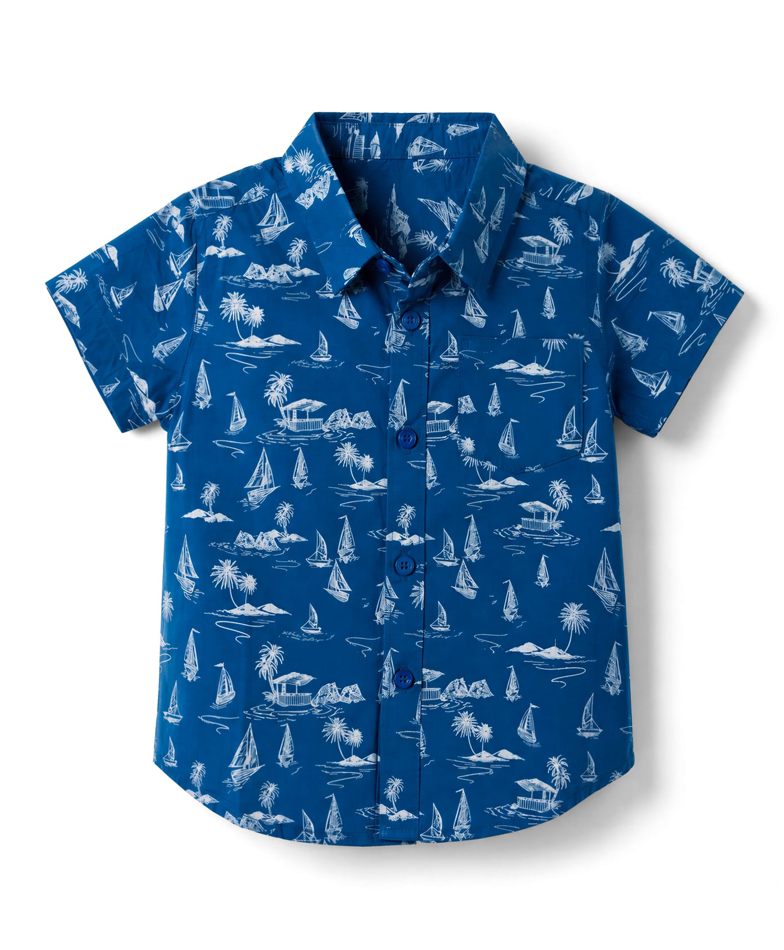 Babyhug Cotton Woven Half Sleeves Shirt with Nautical Print - Blue-picture-15