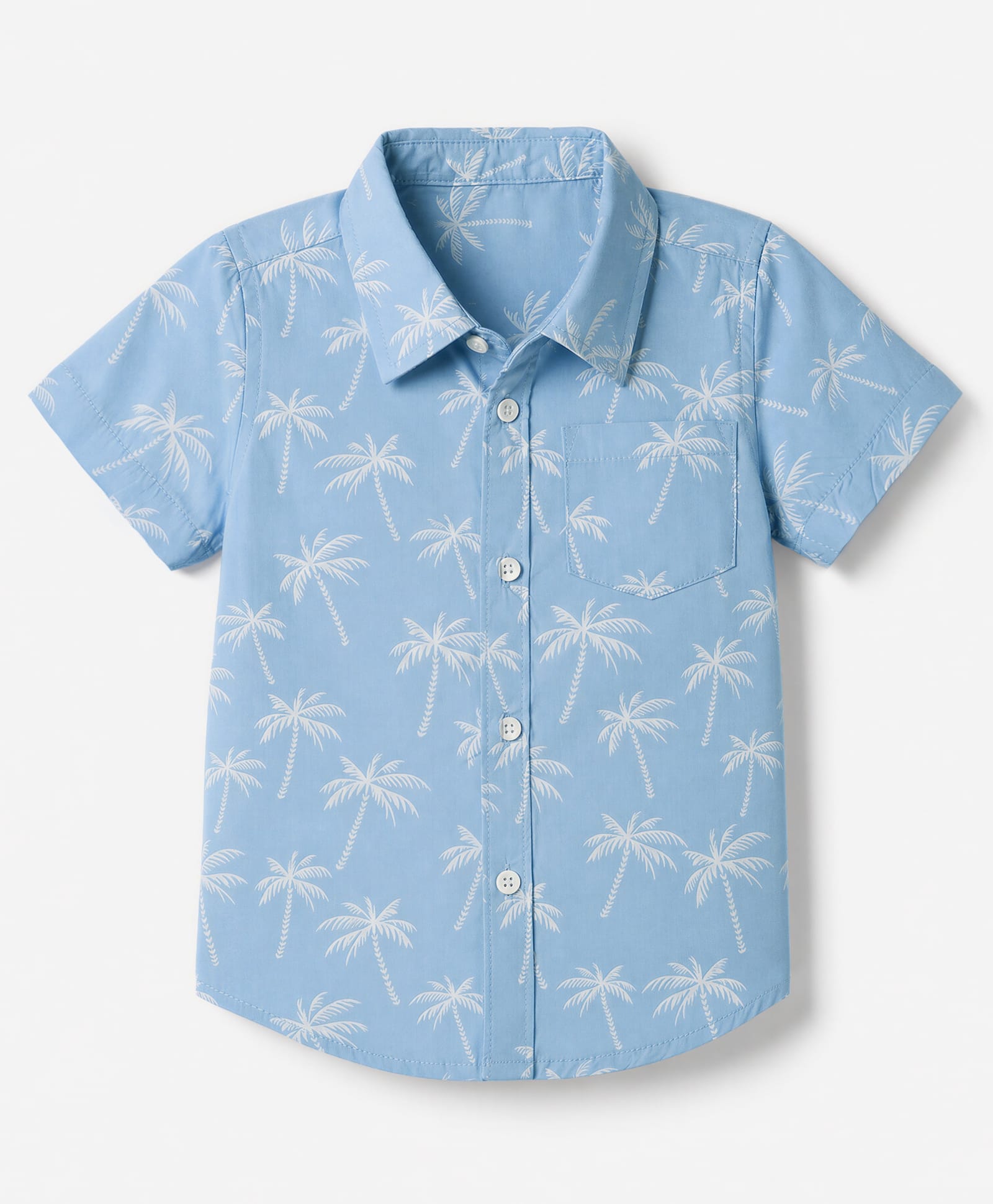 Babyhug Cotton Woven Half Sleeves Shirt with Palm Tree Print - Blue-picture-25