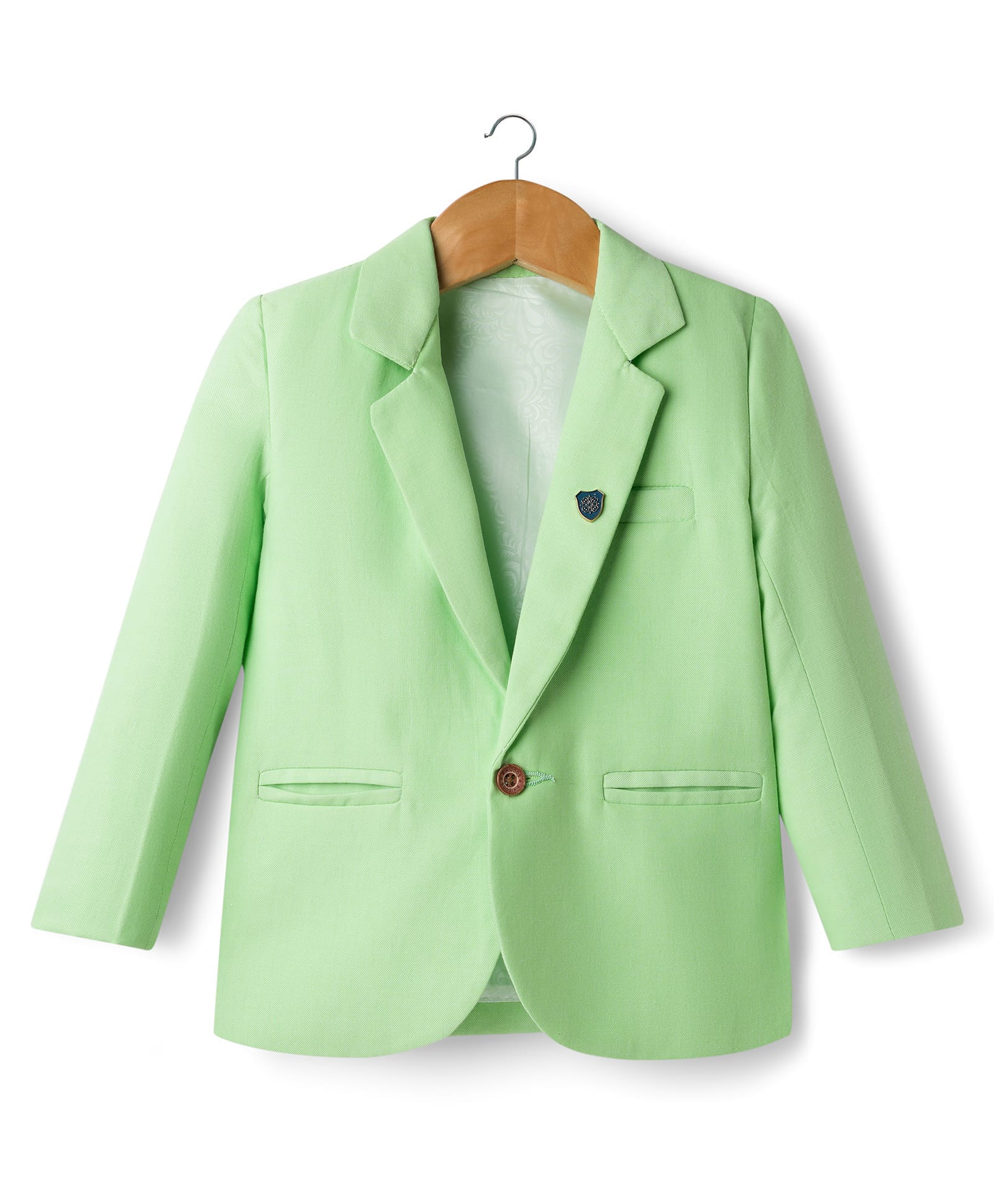 Rikidoos Cotton Woven Full Sleeves Solid Blazer - Green-picture-35