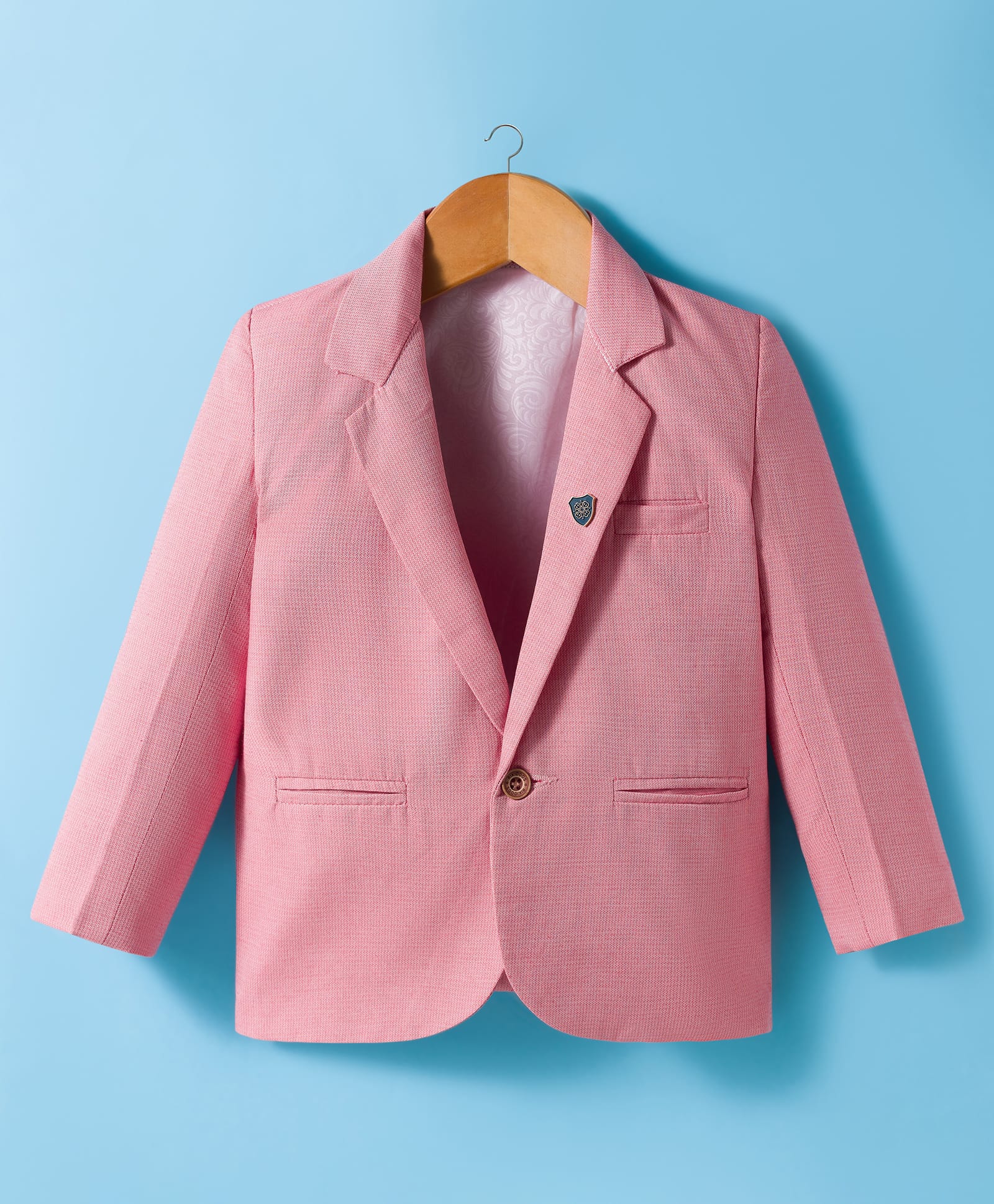 Rikidoos Cotton Woven Full Sleeves Solid Blazer - Pink-picture-33