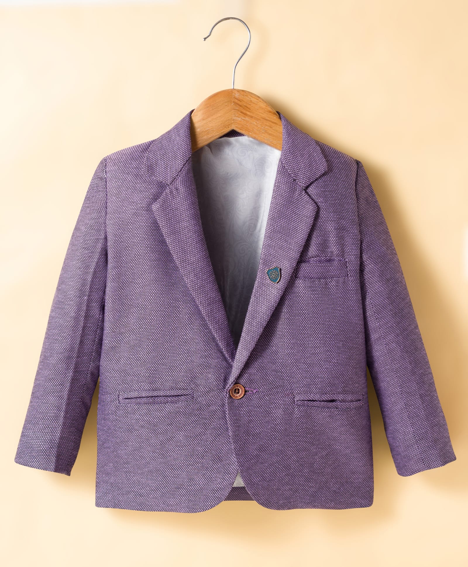 Rikidoos Cotton Woven Full Sleeves Textured Party Blazer - Purple-picture-38
