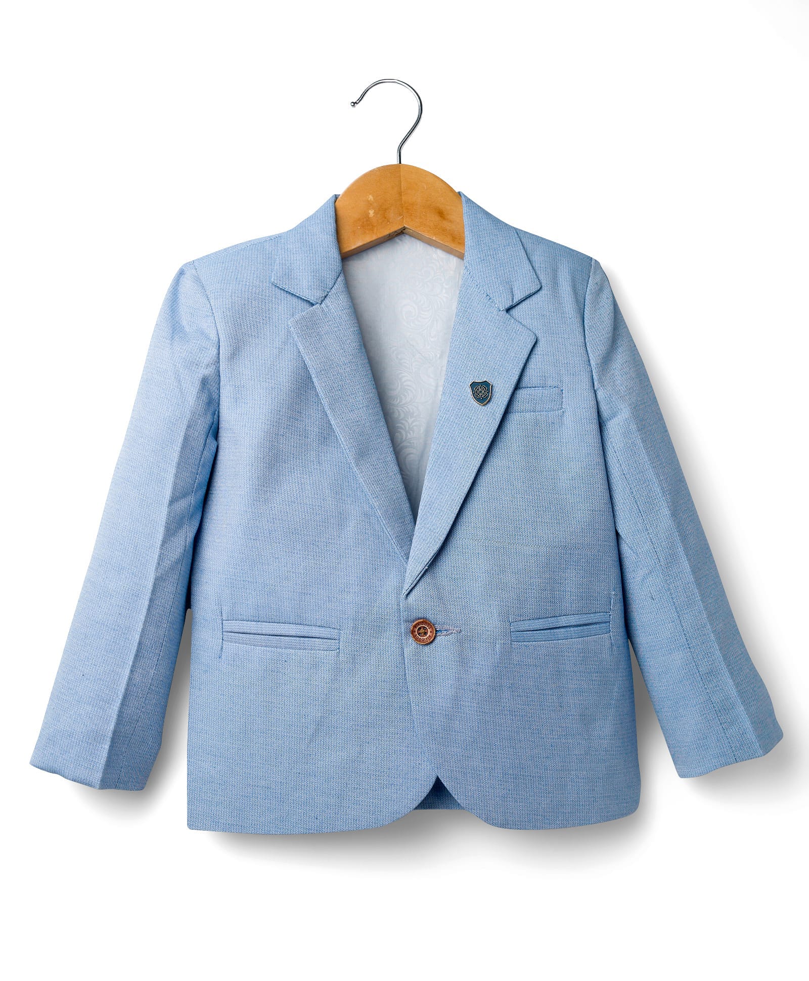 Rikidoos Cotton Woven Full Sleeves Solid Blazer - Light Blue-picture-13