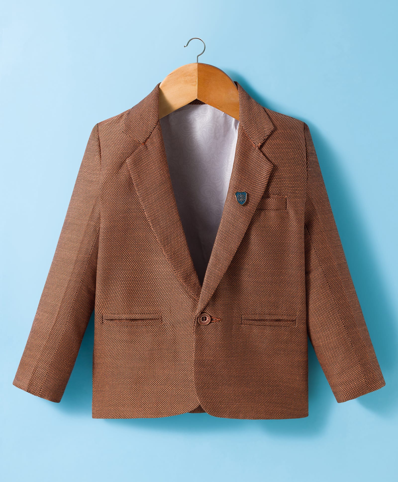 Rikidoos Cotton Woven Full Sleeves Solid Blazer - Brown-picture-18